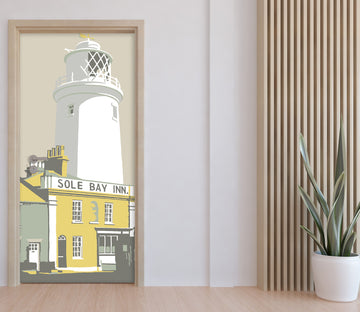3D Yellow Building White Lighthouse 9271 Steve Read Door Mural