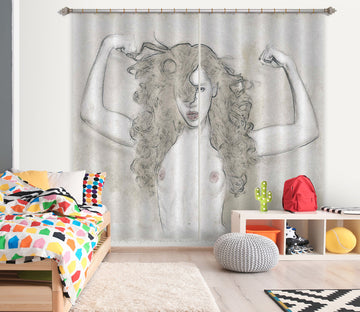 3D Cute Girl 049 Marco Cavazzana Curtain Curtains Drapes