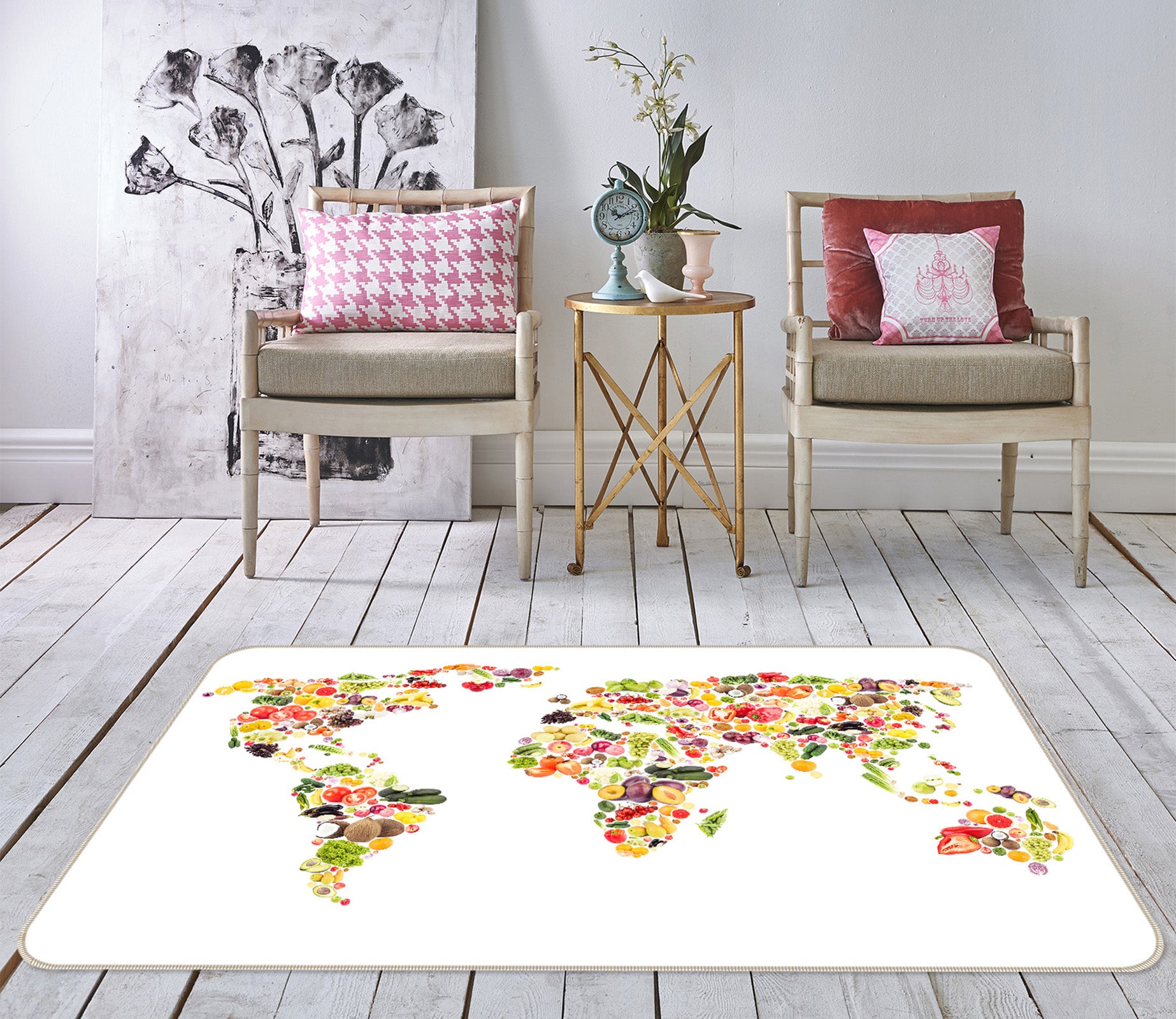 3D Abstract Art 281 World Map Non Slip Rug Mat
