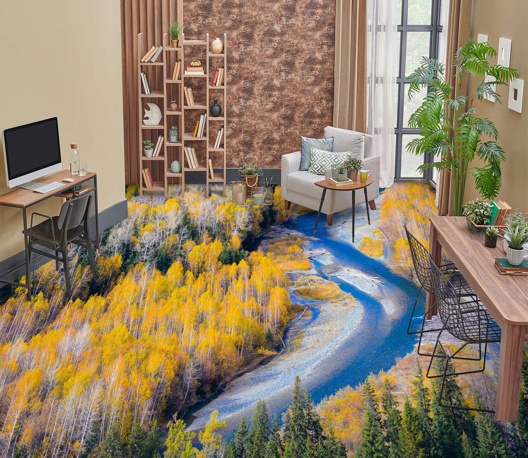 3D Blue River Oil Painting 675 Floor Mural Wallpaper Murals Rug & Mat Print Epoxy waterproof bath floor