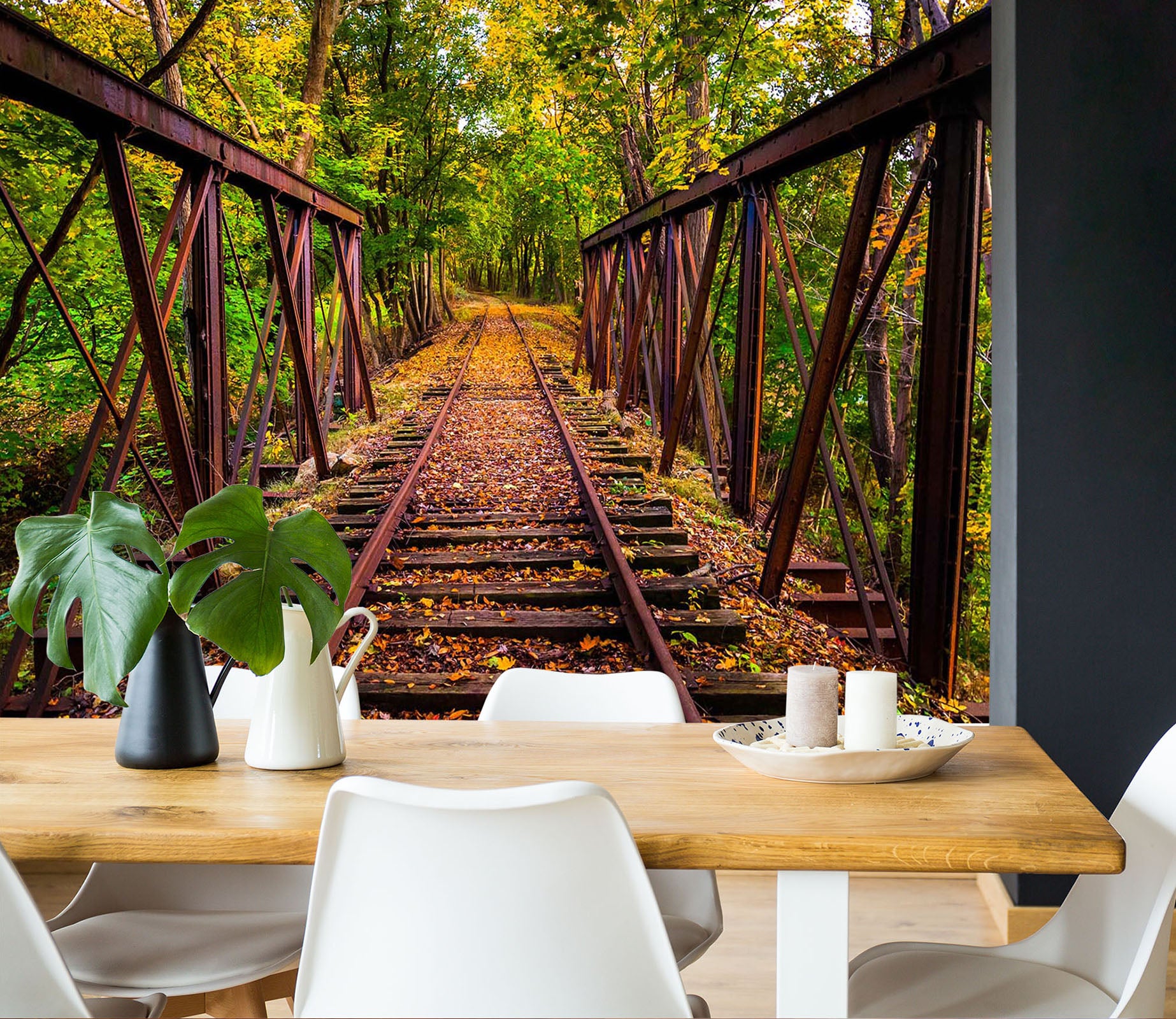 3D Forest Bridge 412 Vehicle Wall Murals