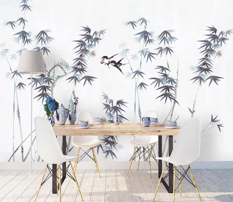 3D Misty Blue Flowers 902 Wall Murals