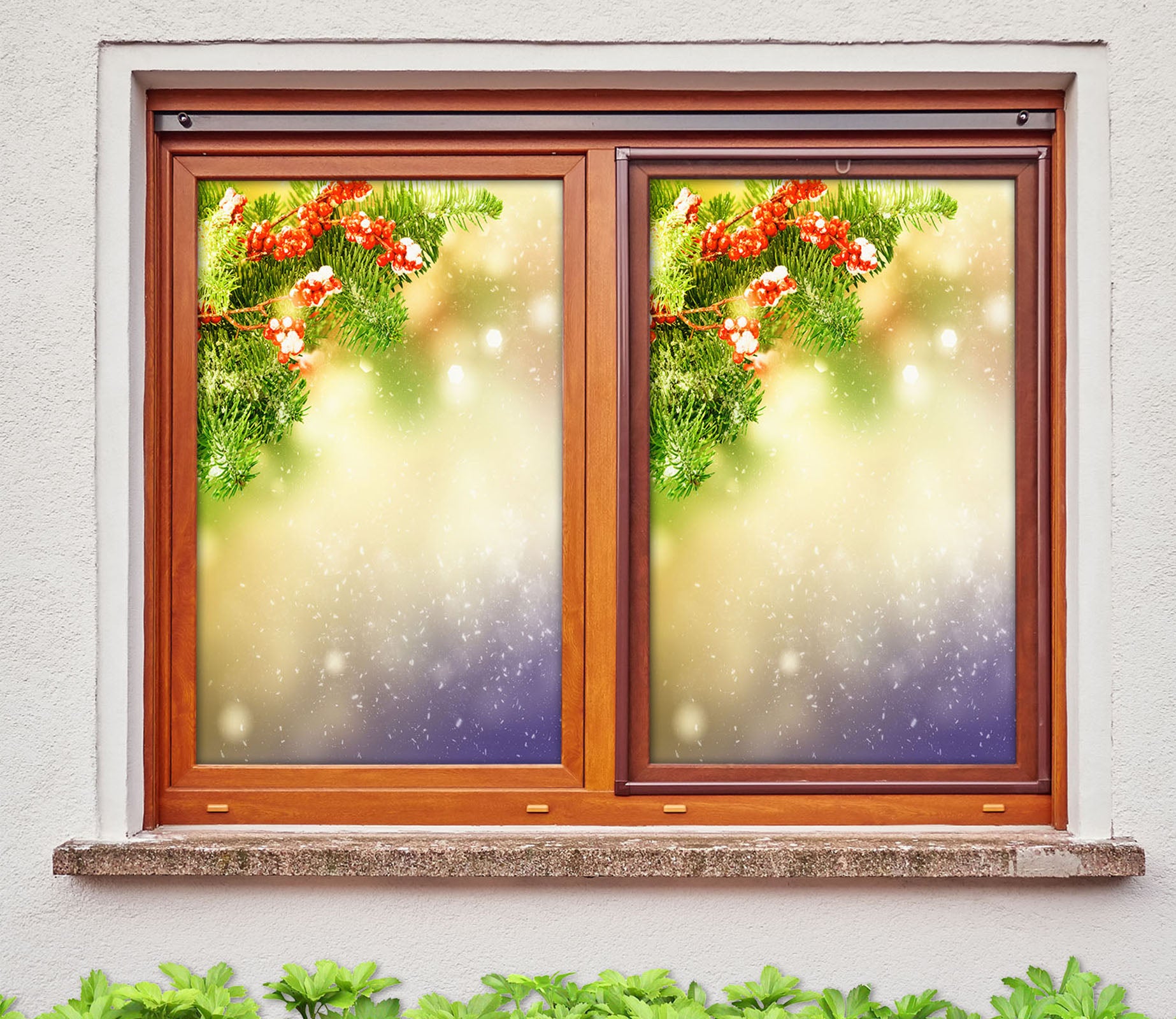 3D Branches 31057 Christmas Window Film Print Sticker Cling Stained Glass Xmas
