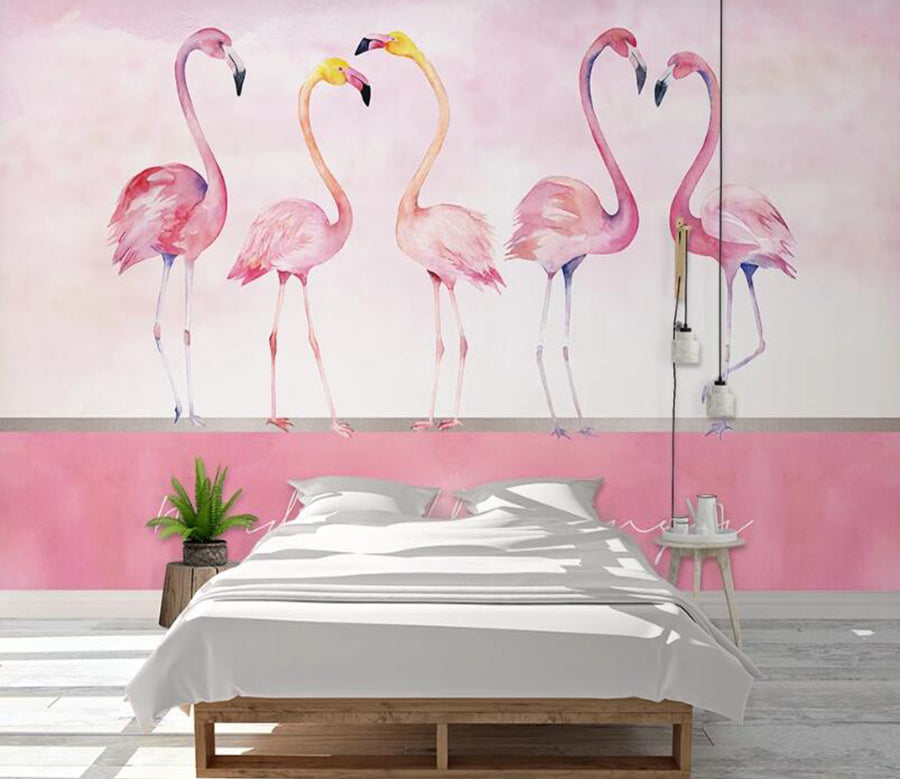 3D Pale Pink Flamingos 1116 Wall Murals