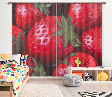 3D Strawberry 1738 Marina Zotova Curtain Curtains Drapes