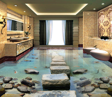 3D Shallow Water Stones 371 Floor Mural  Wallpaper Murals Rug & Mat Print Epoxy waterproof bath floor