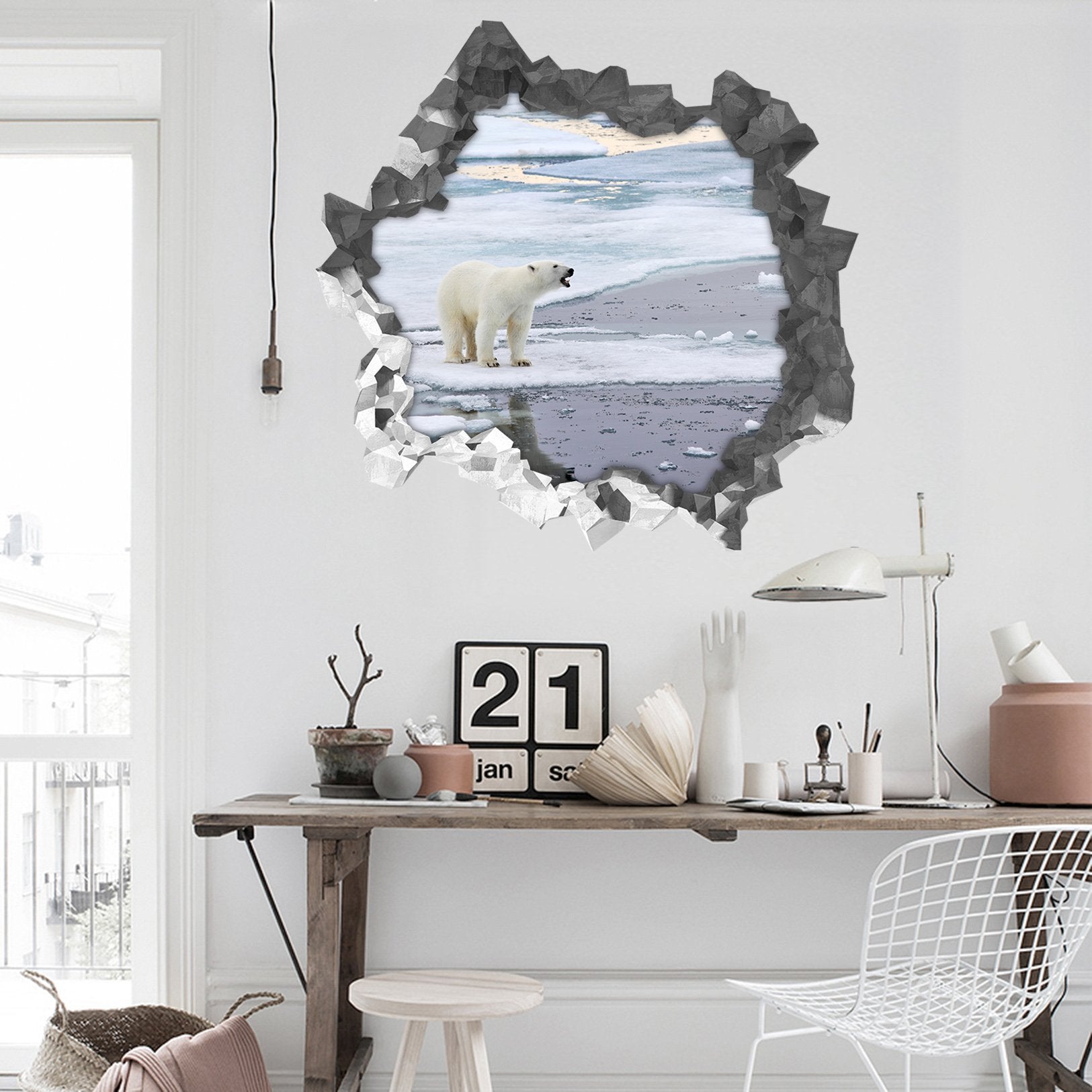 3D Seaside Polar Bear 190 Broken Wall Murals Wallpaper AJ Wallpaper
