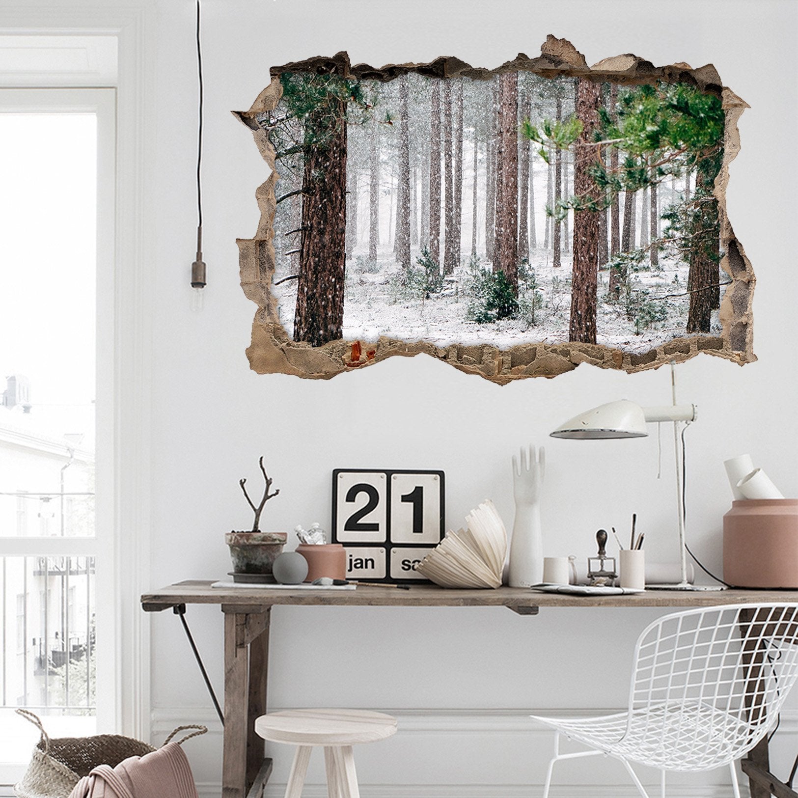 3D Snowing Forest 121 Broken Wall Murals Wallpaper AJ Wallpaper