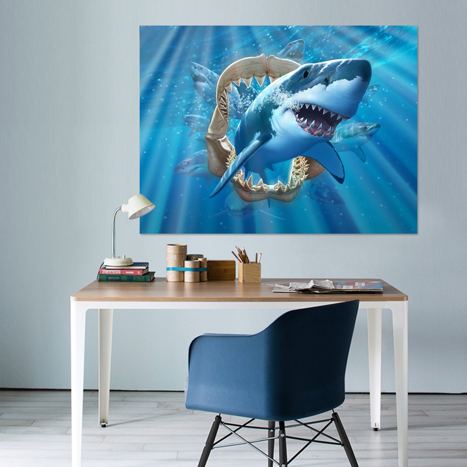 3D Great White Shark 020 Jerry LoFaro Wall Sticker
