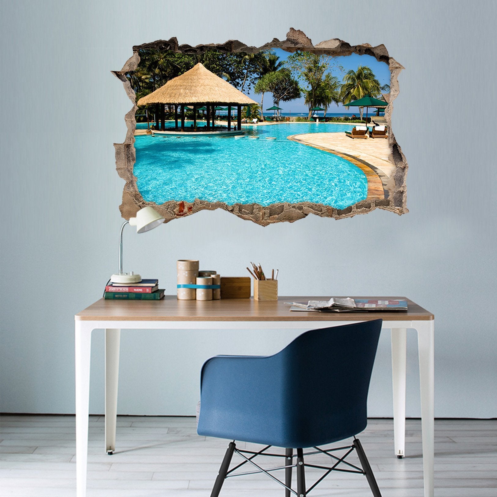 3D Tropical Swimming Pool 389 Broken Wall Murals Wallpaper AJ Wallpaper