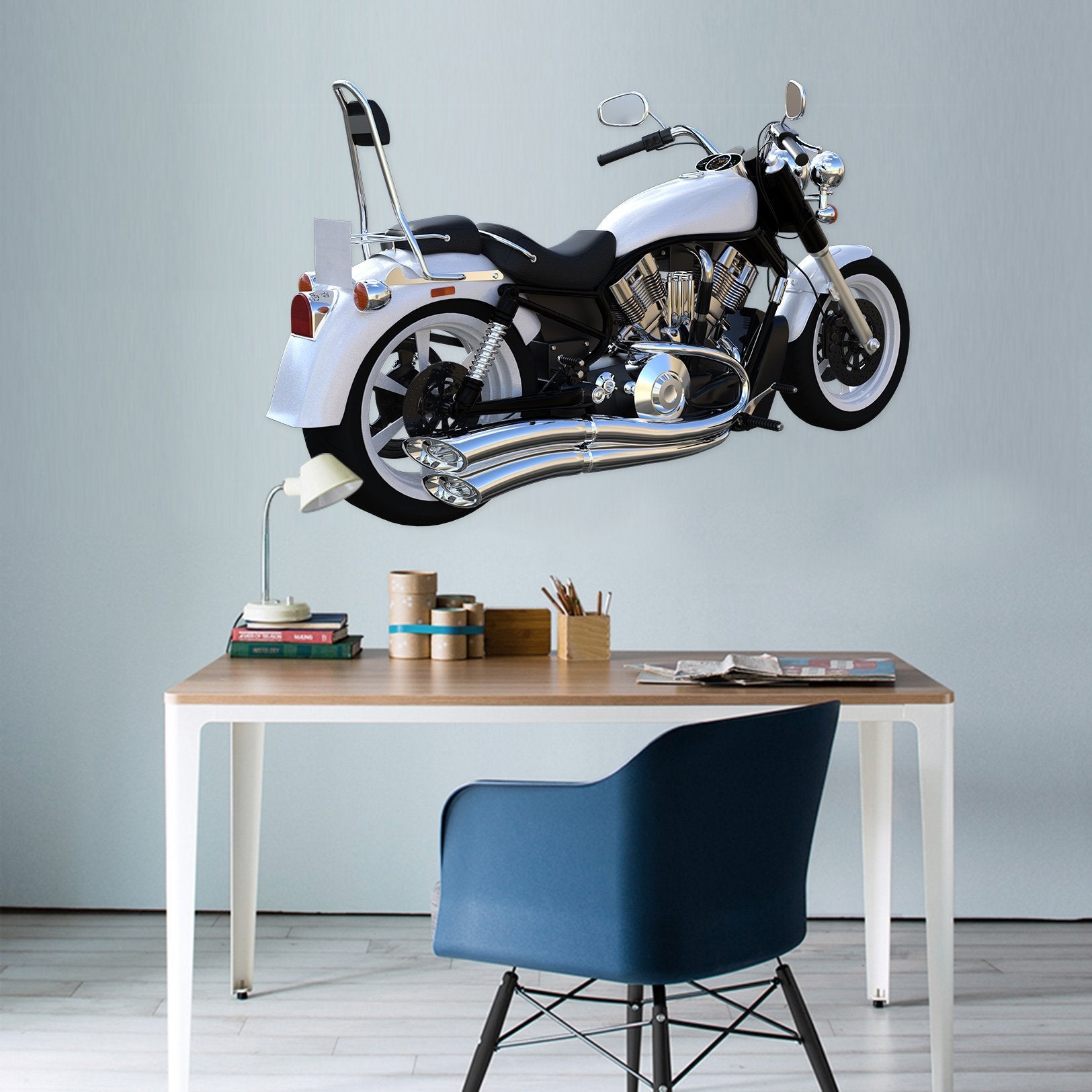 3D Motorcycle WHITE 0207 Vehicles Wallpaper AJ Wallpaper