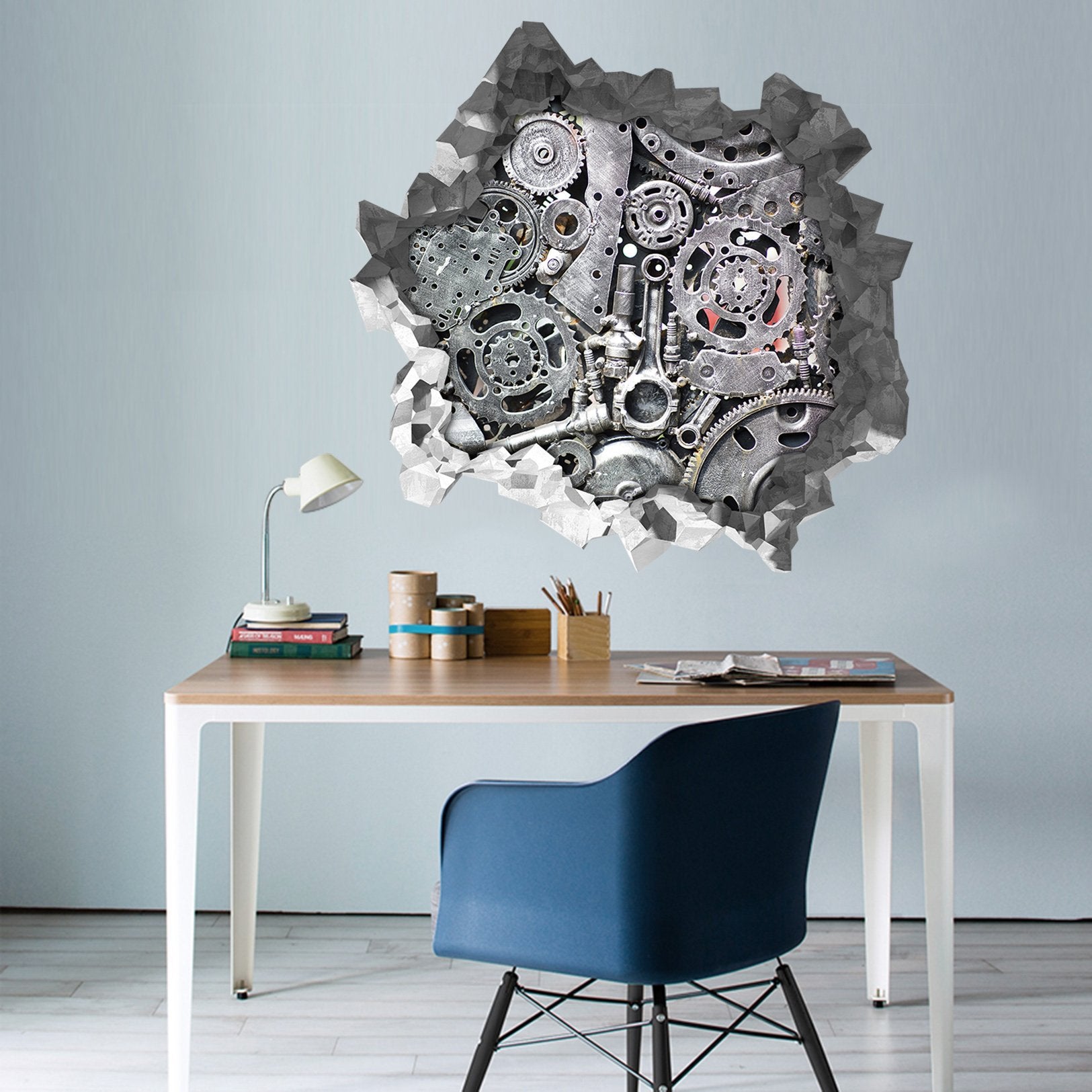 3D Metal Gears 190 Broken Wall Murals Wallpaper AJ Wallpaper