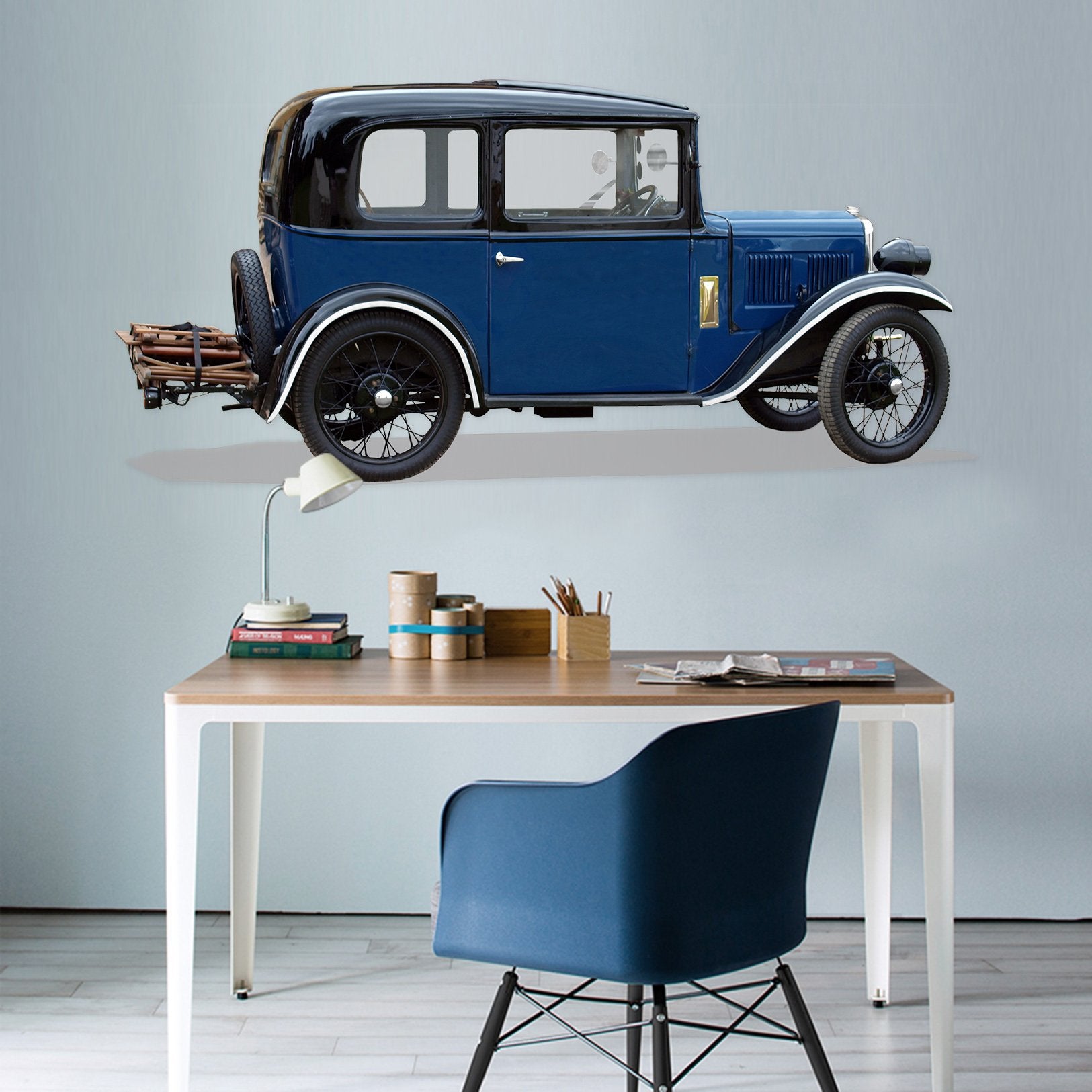 3D Oldtimer BLUE 0214 Vehicles Wallpaper AJ Wallpaper