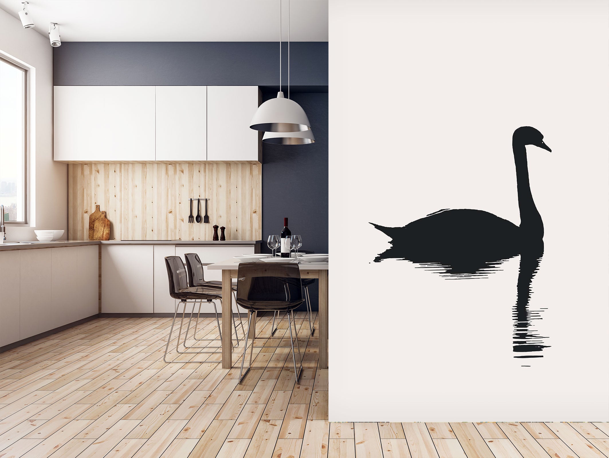 3D Lonely Swan 1527 Boris Draschoff Wall Mural Wall Murals