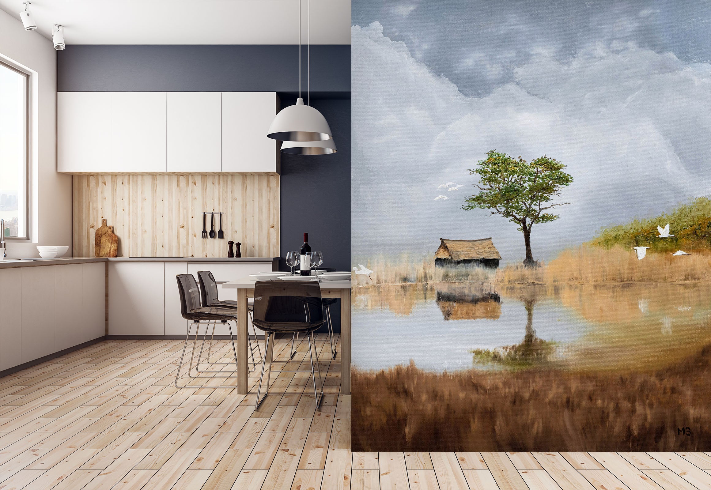 3D Grass Tree Cabin 1874 Marina Zotova Wall Mural Wall Murals