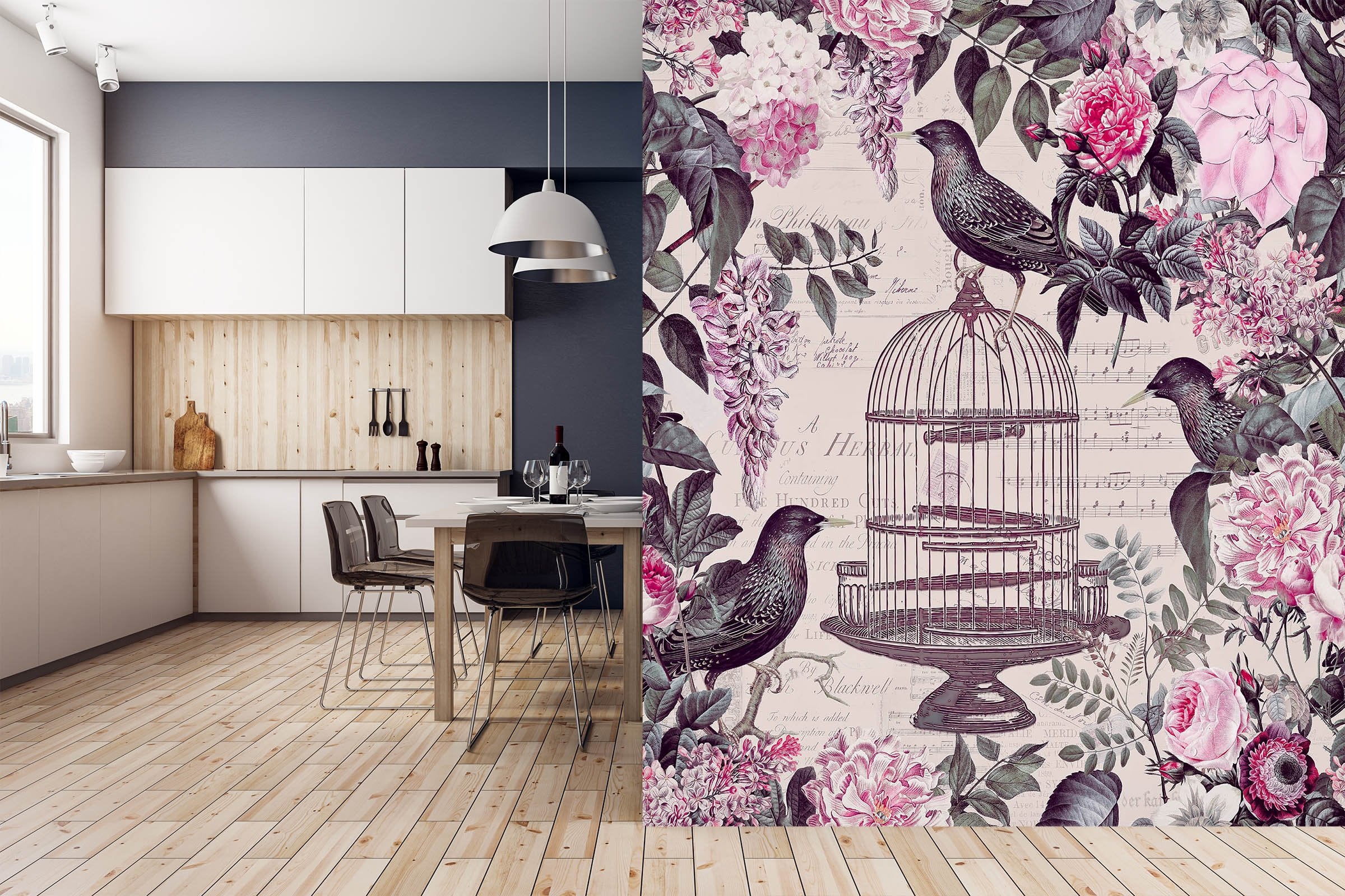3D Birdcage And Flowers 1439 Andrea haase Wall Mural Wall Murals Wallpaper AJ Wallpaper
