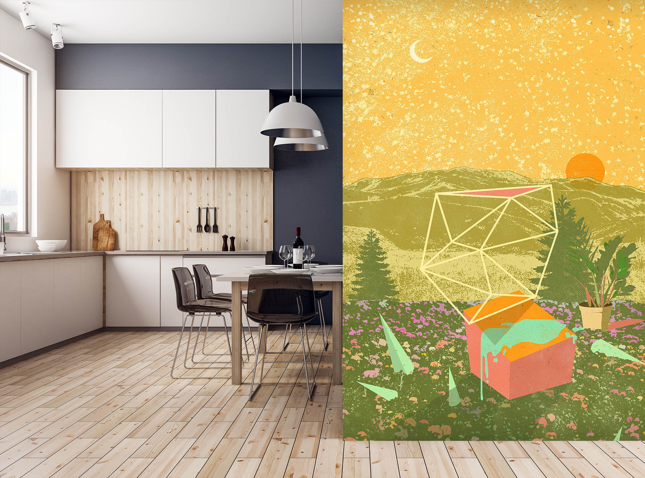 3D Geometric Field 1405 Showdeer Wall Mural Wall Murals