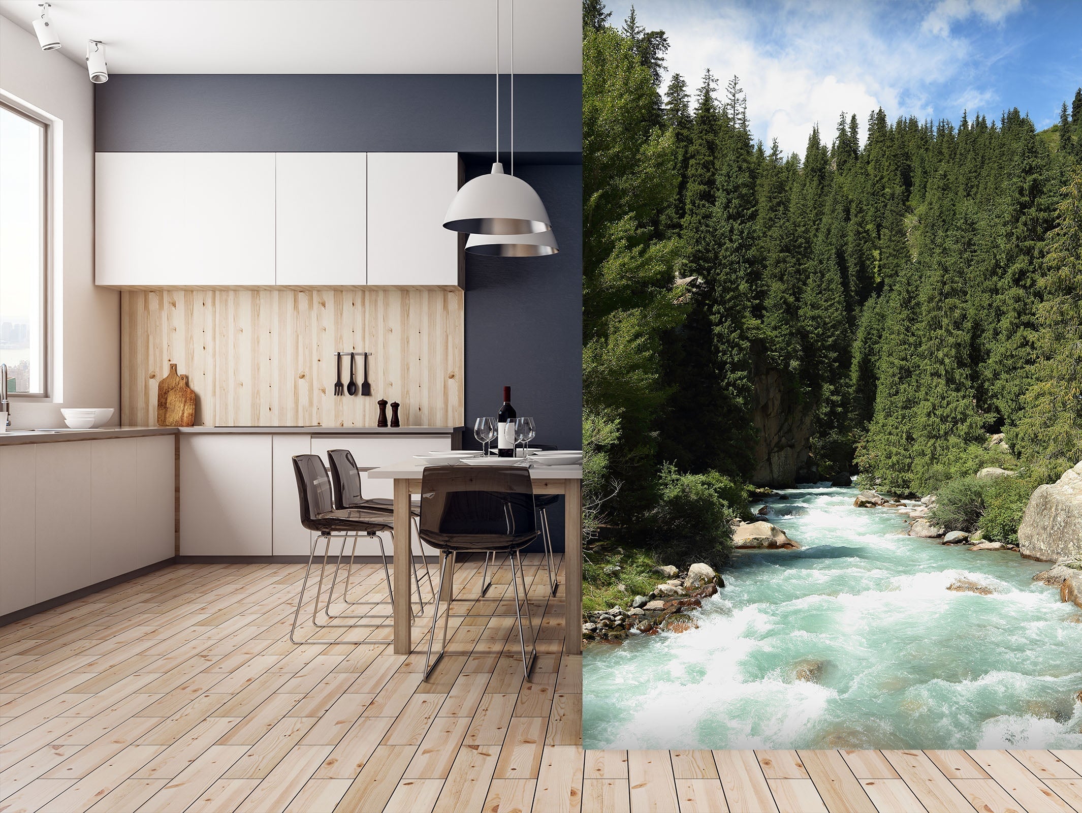 3D Green Forest River 27 Wall Murals Wallpaper AJ Wallpaper
