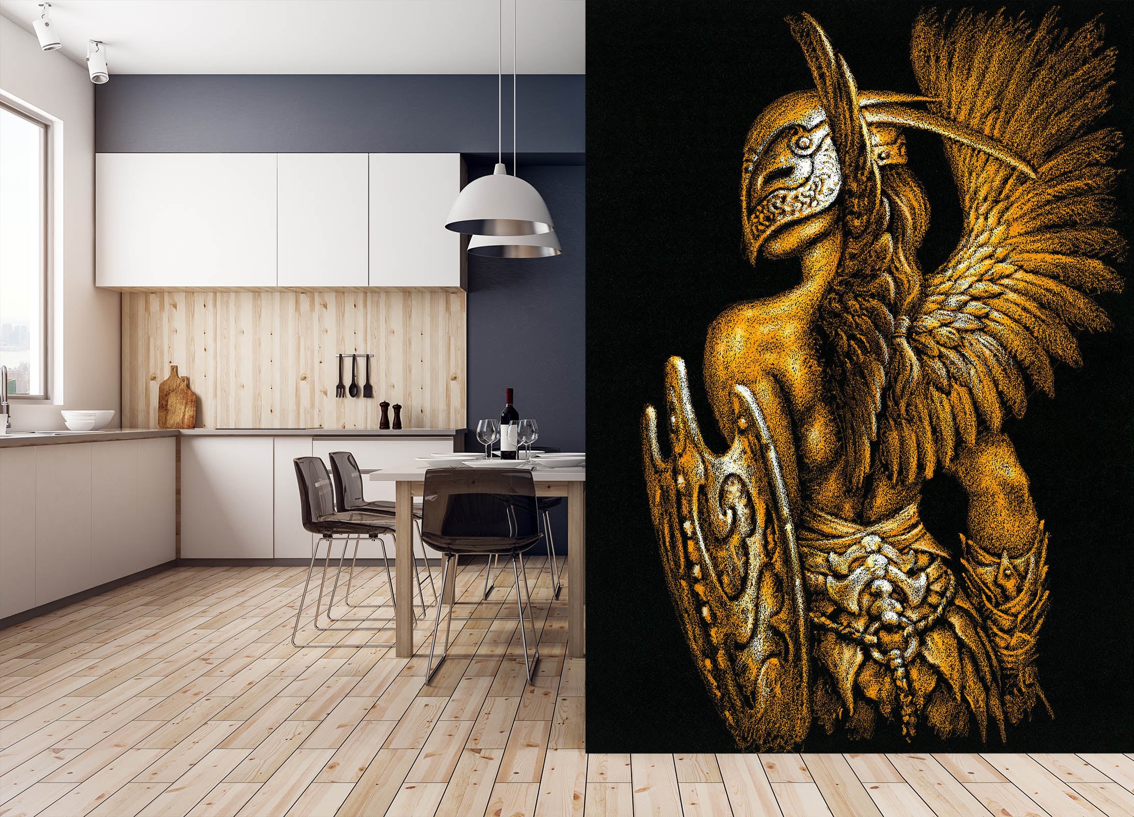 3D Wing Shield Mask Man 7127 Ciruelo Wall Mural Wall Murals