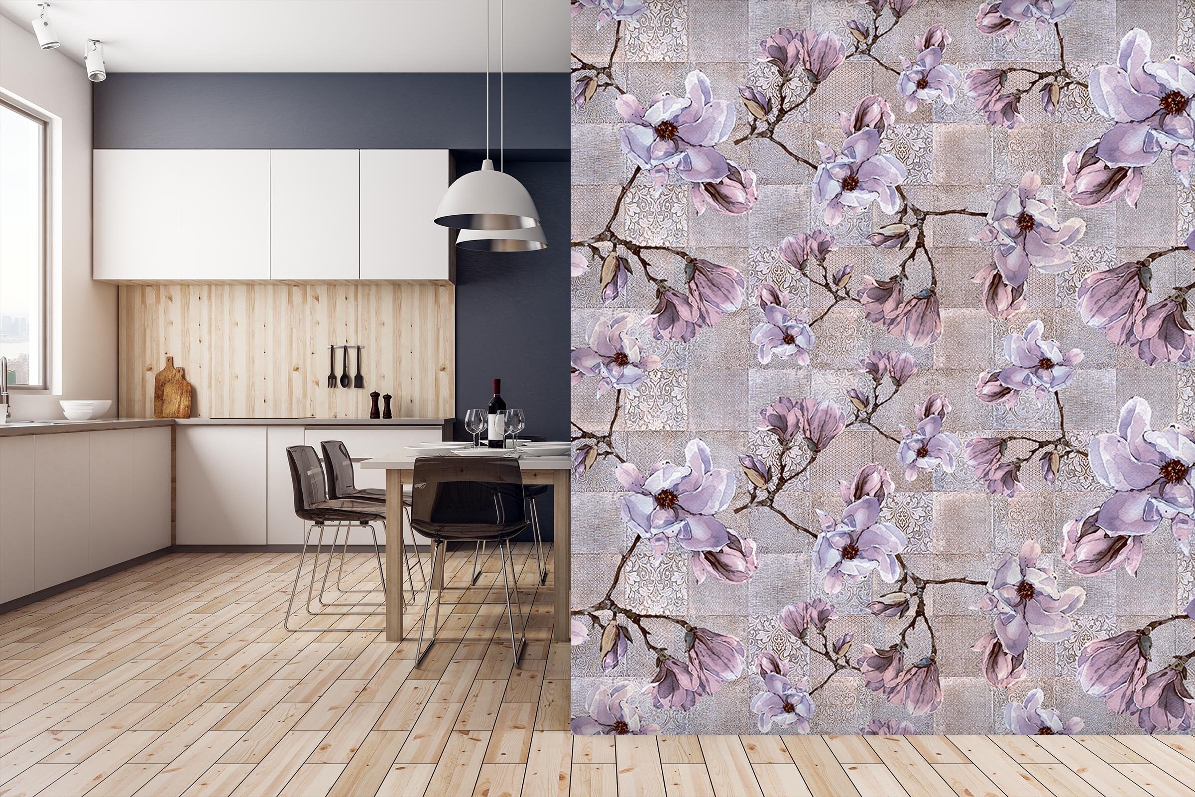 3D Blooming Flower 098 Marble Tile Texture Wallpaper AJ Wallpaper 2