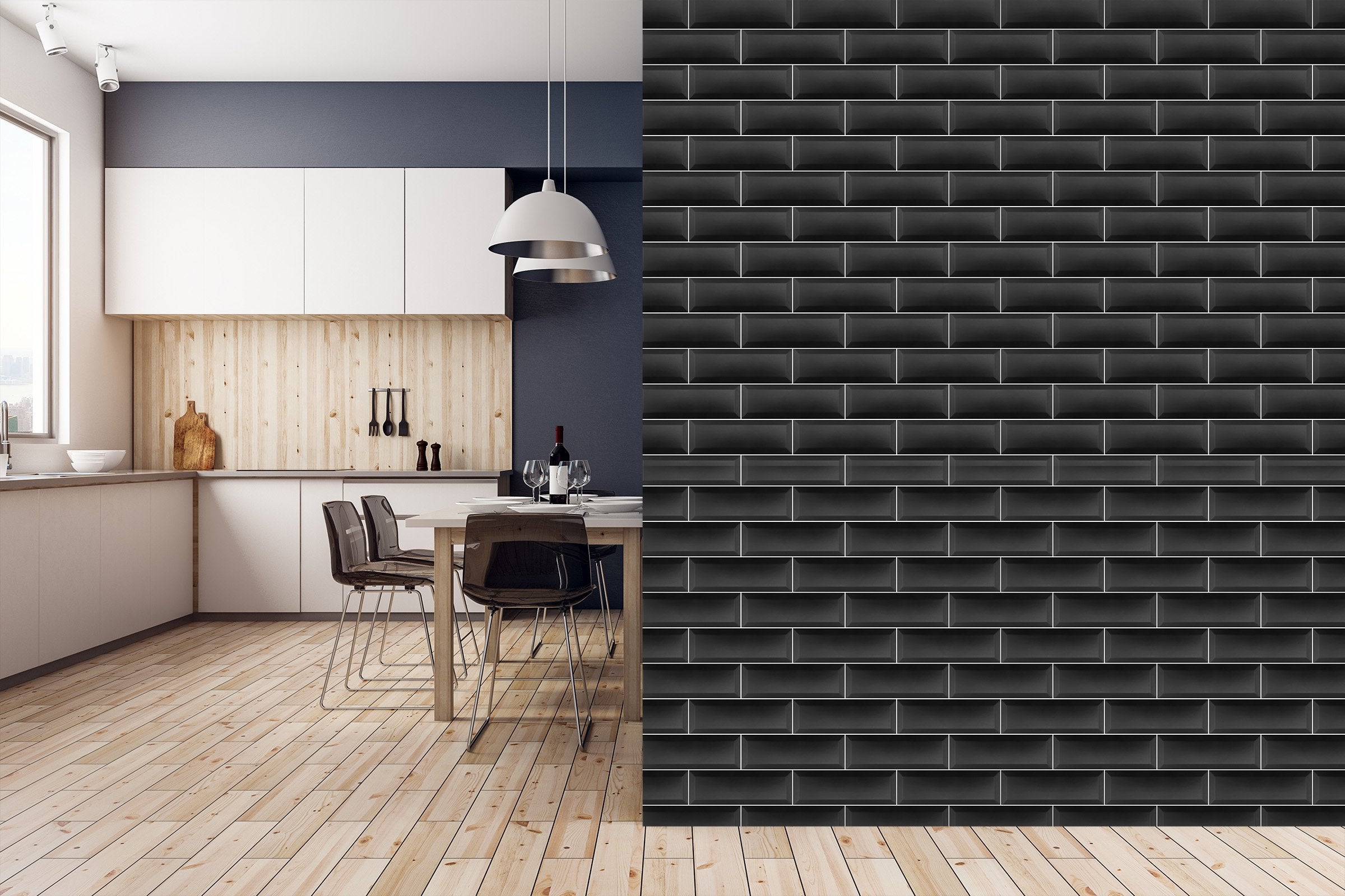 3D Black Rectangle 061 Marble Tile Texture Wallpaper AJ Wallpaper 2