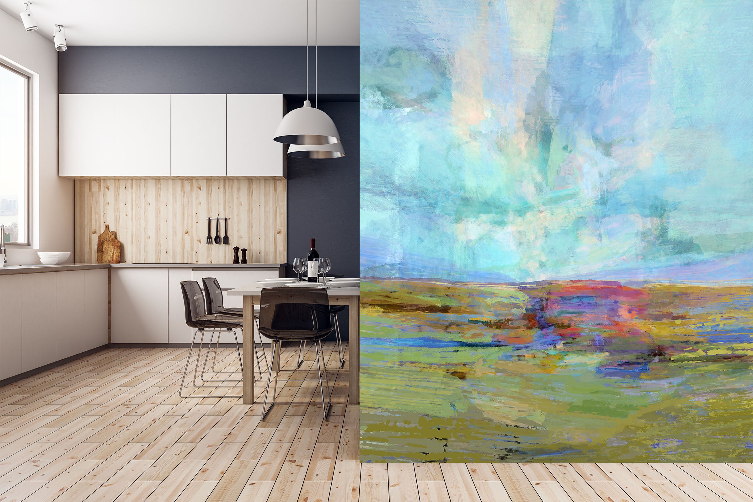 3D Blue Steppe 1417 Michael Tienhaara Wall Mural Wall Murals