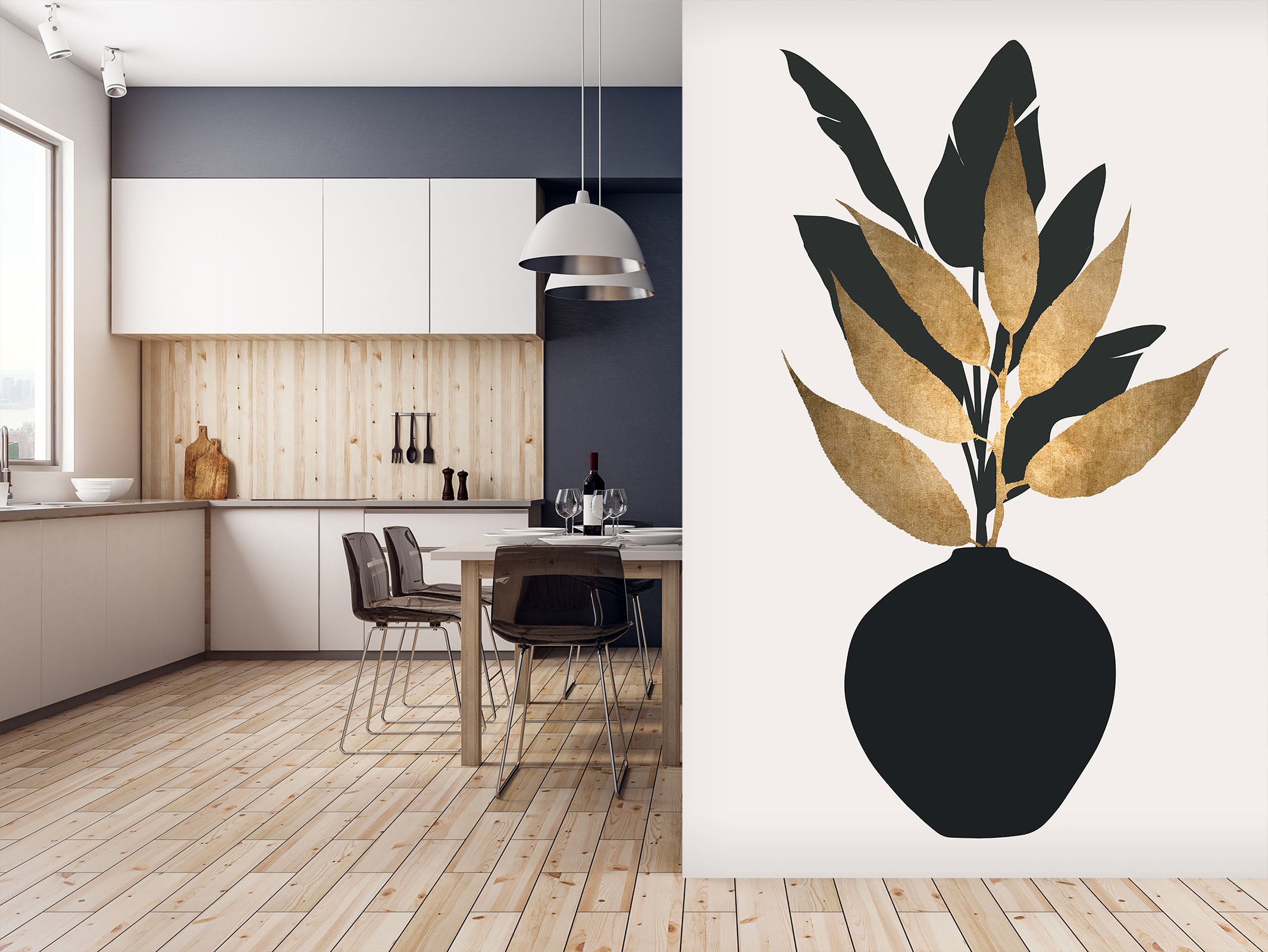 3D Leaf Vase 1419 Boris Draschoff Wall Mural Wall Murals