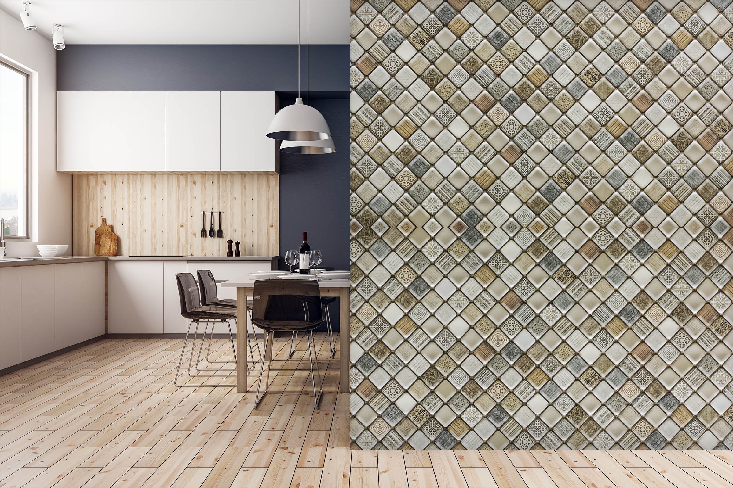 3D Button Mosaic 087 Marble Tile Texture Wallpaper AJ Wallpaper 2