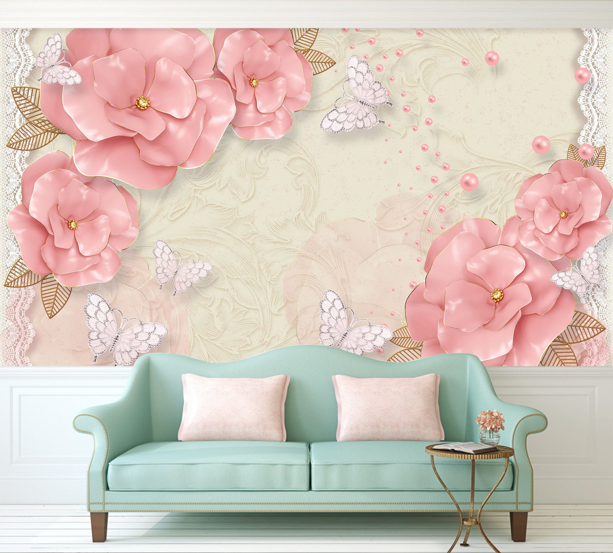 3D Pink Flowers 1467 Wall Murals