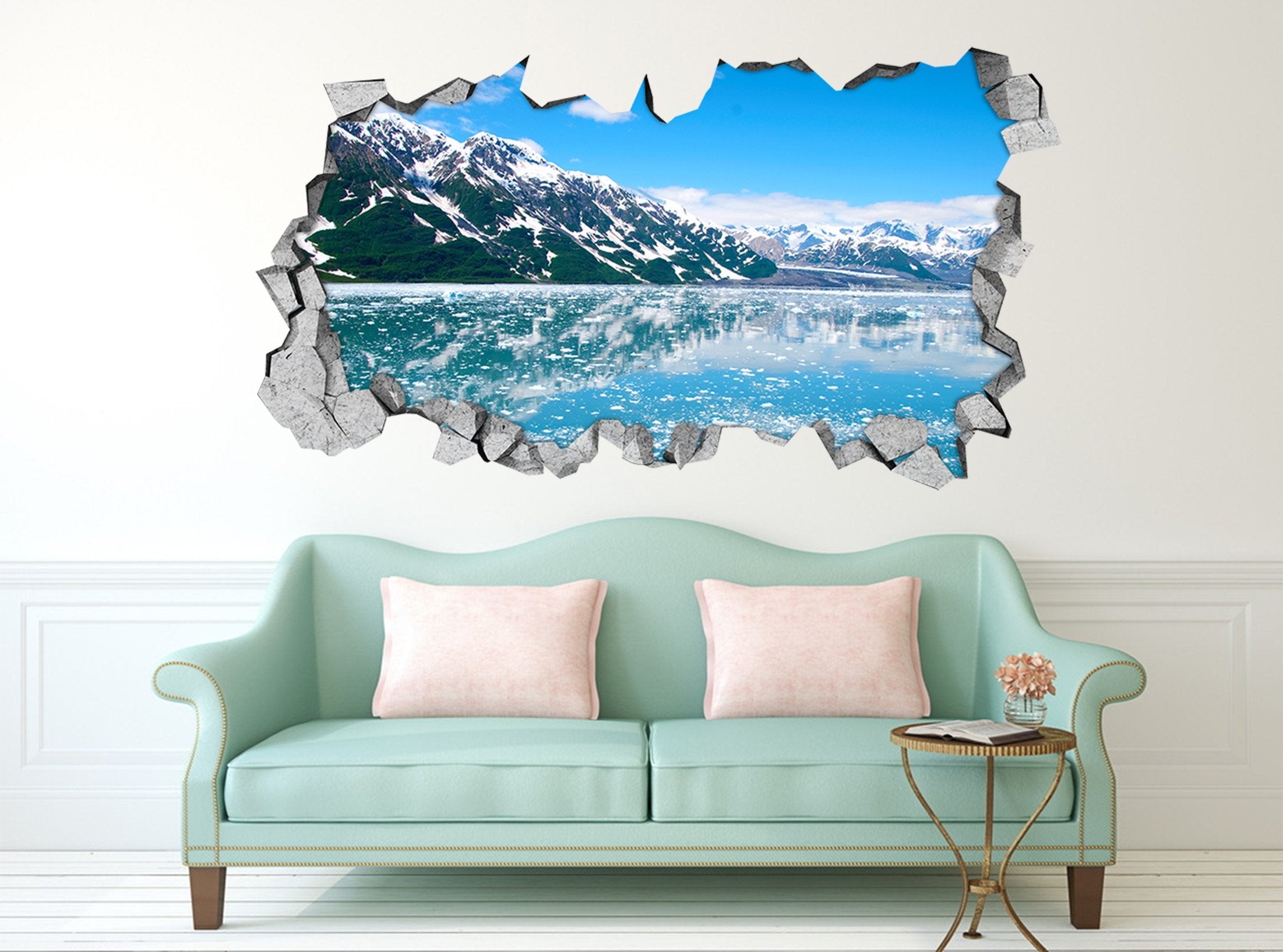 3D Snow Lake 130 Broken Wall Murals Wallpaper AJ Wallpaper