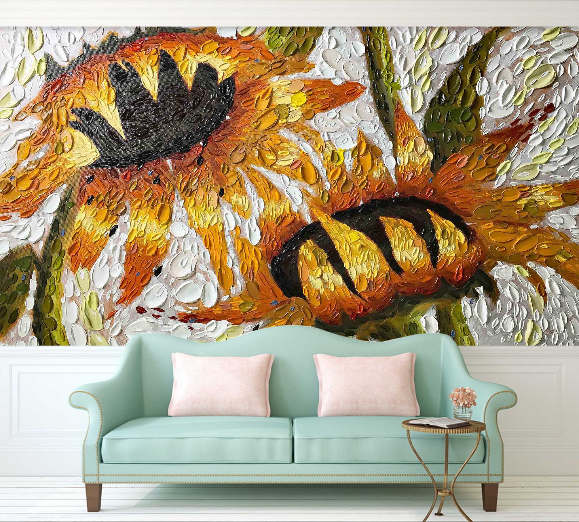 3D Sunflower Embrace 1417 Dena Tollefson Wall Mural Wall Murals