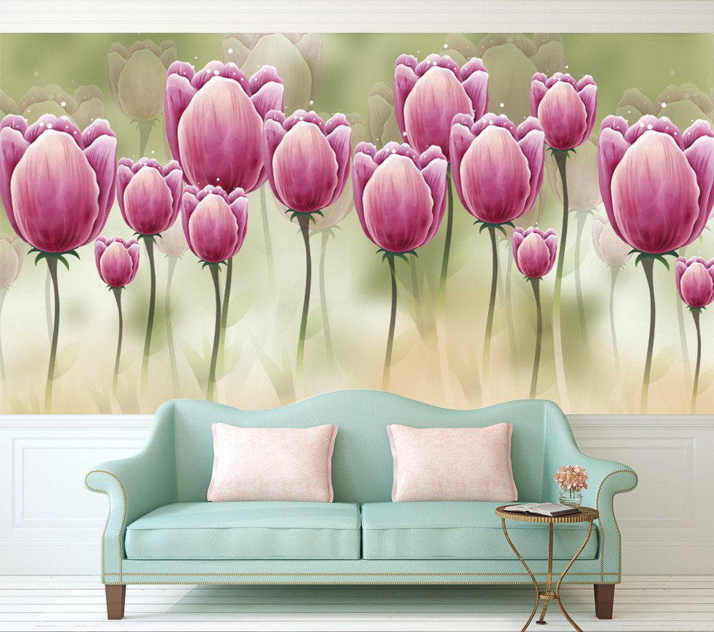 3D Purple Tulips 145 Wallpaper AJ Wallpaper