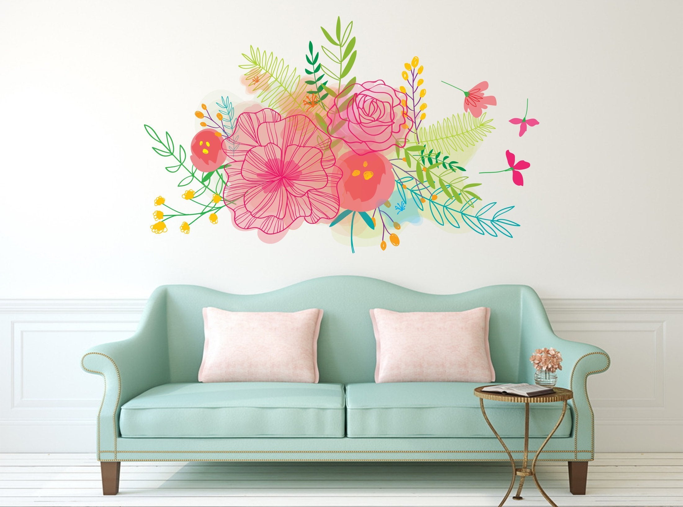 3D Red Line Flower 099 Wall Stickers Wallpaper AJ Wallpaper