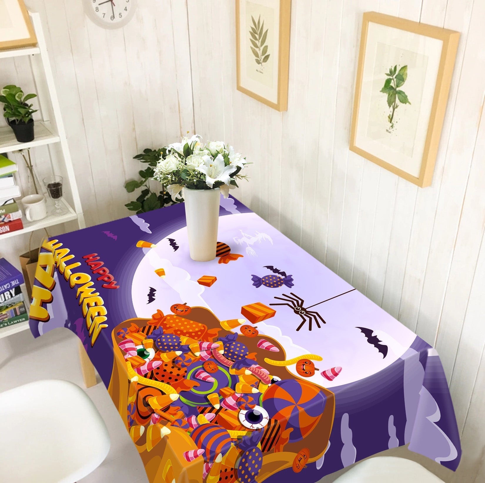 3D Moon Candy Spider 049 Halloween Tablecloths Wallpaper AJ Wallpaper