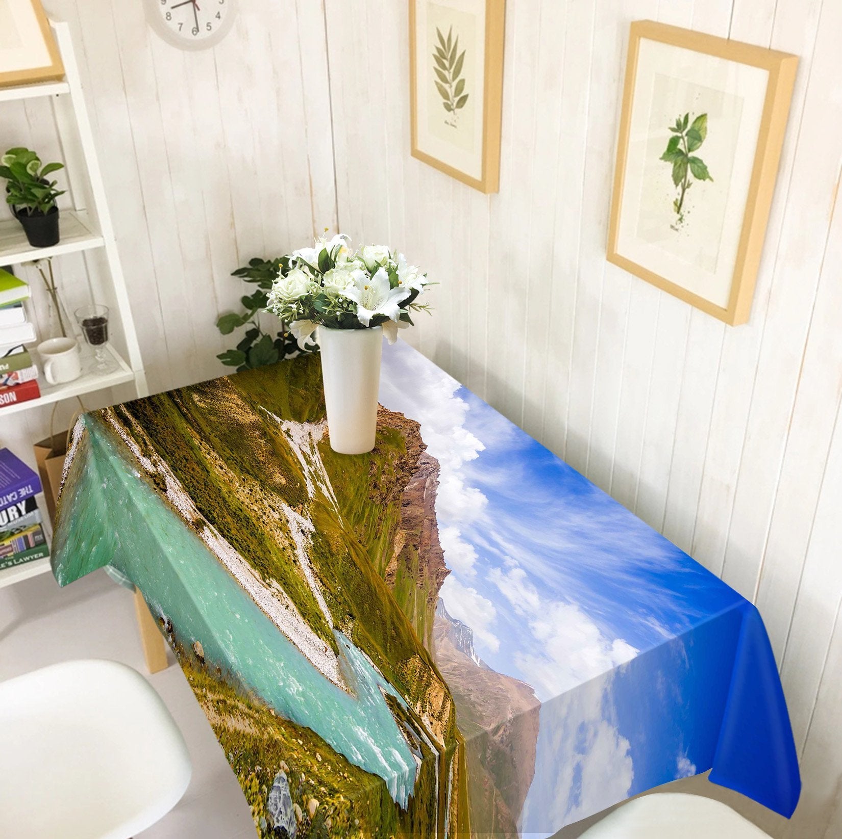 3D Mountain Valley River 607 Tablecloths Wallpaper AJ Wallpaper