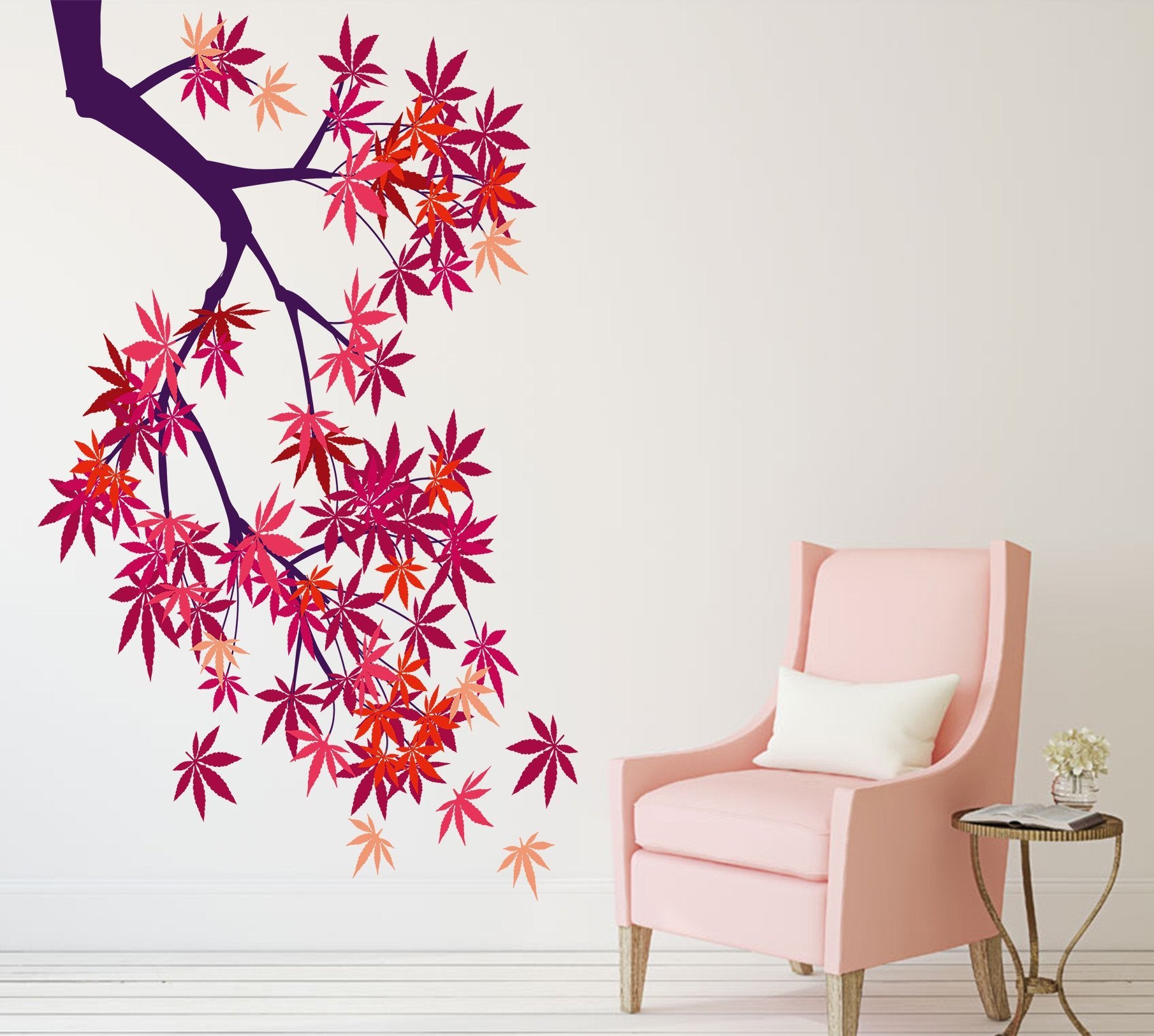 3D Red Leaf 028 Wall Stickers Wallpaper AJ Wallpaper