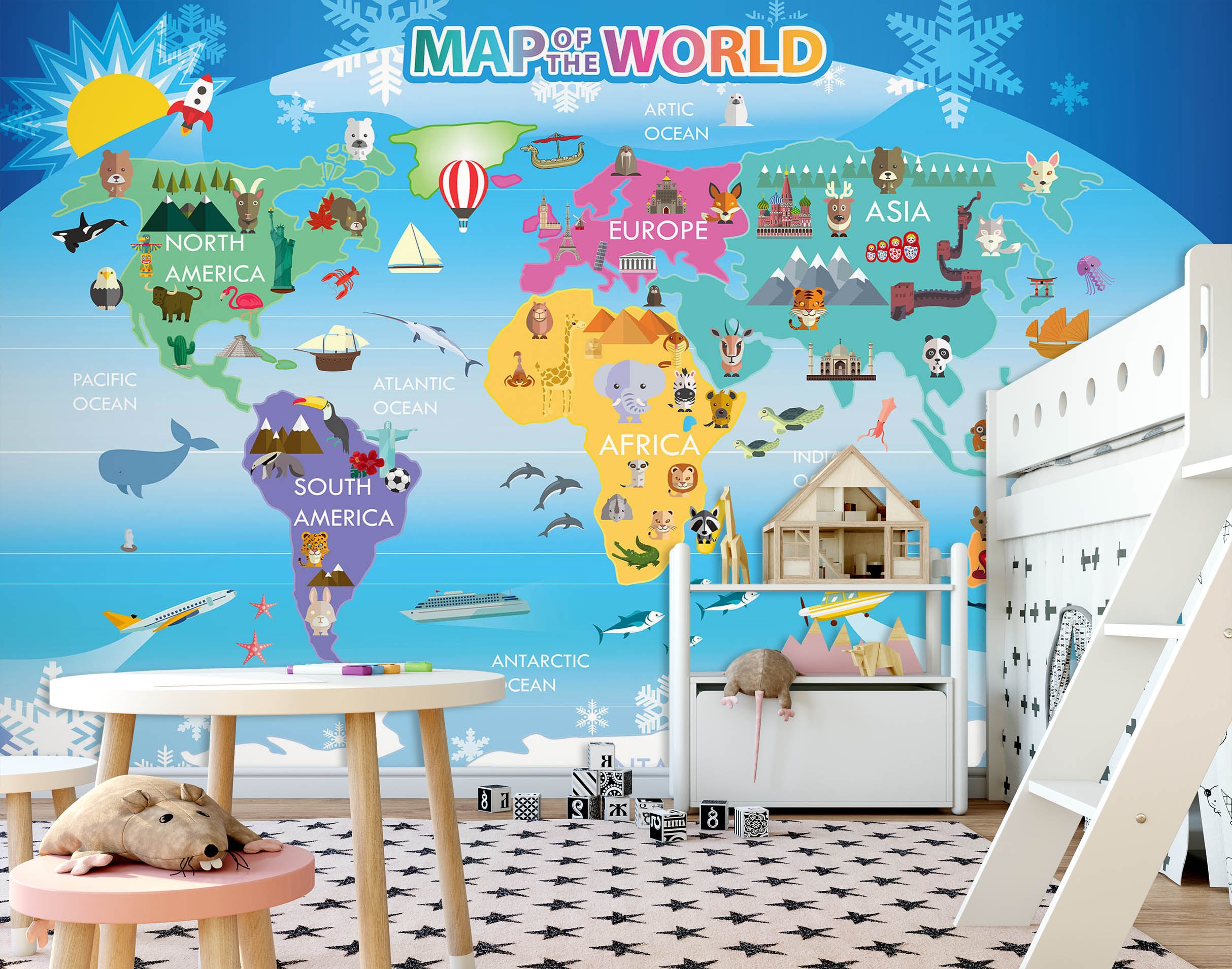 3D Beautiful Colors 2115 World Map Wall Murals