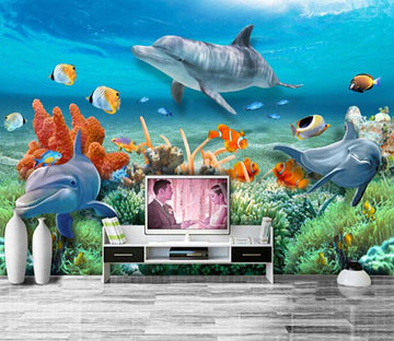 3D Submarine World Sea Dolphin Wallpaper AJ Wallpaper 1 