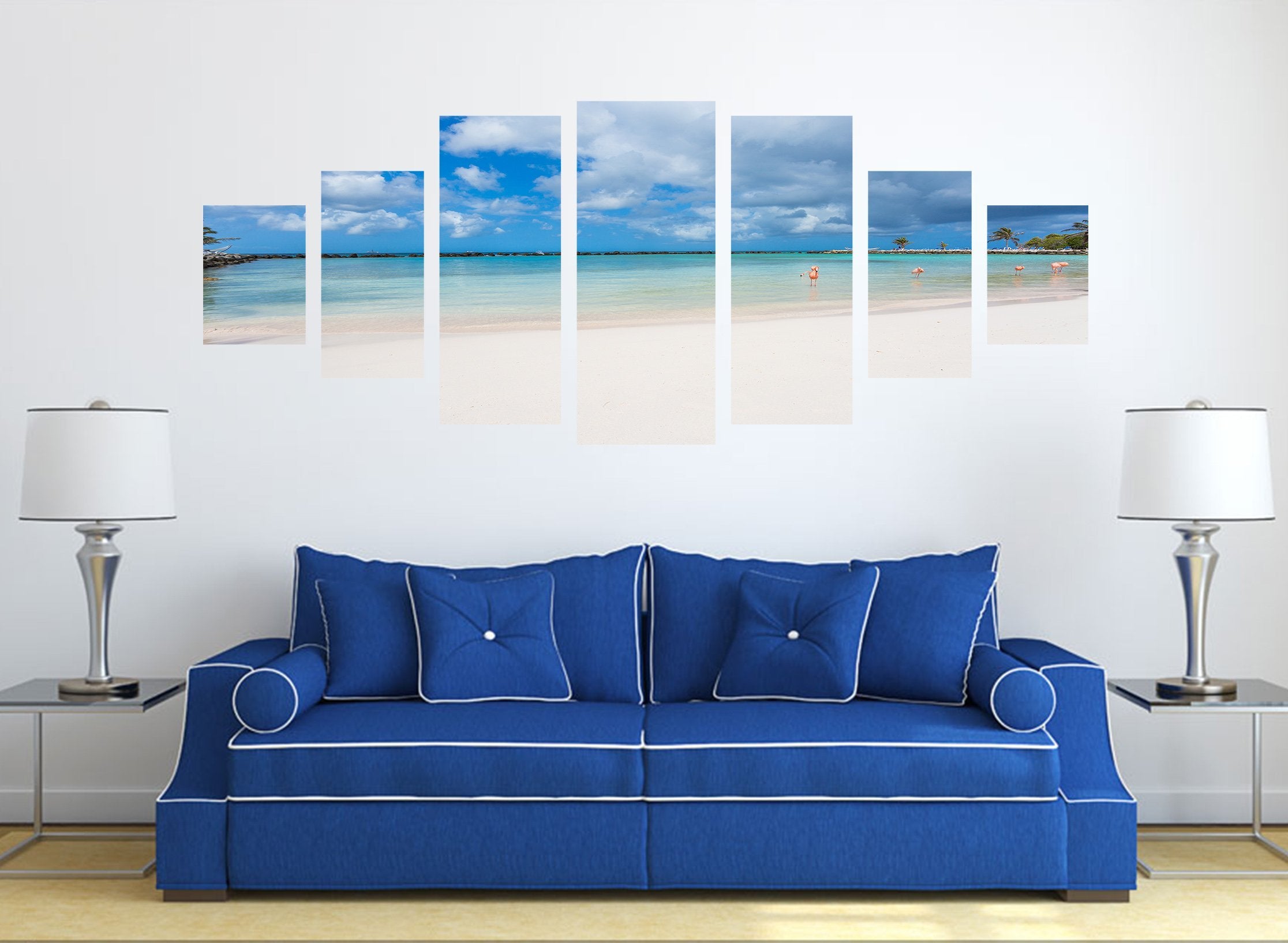 3D Flamingos Sea 072 Unframed Print Wallpaper Wallpaper AJ Wallpaper