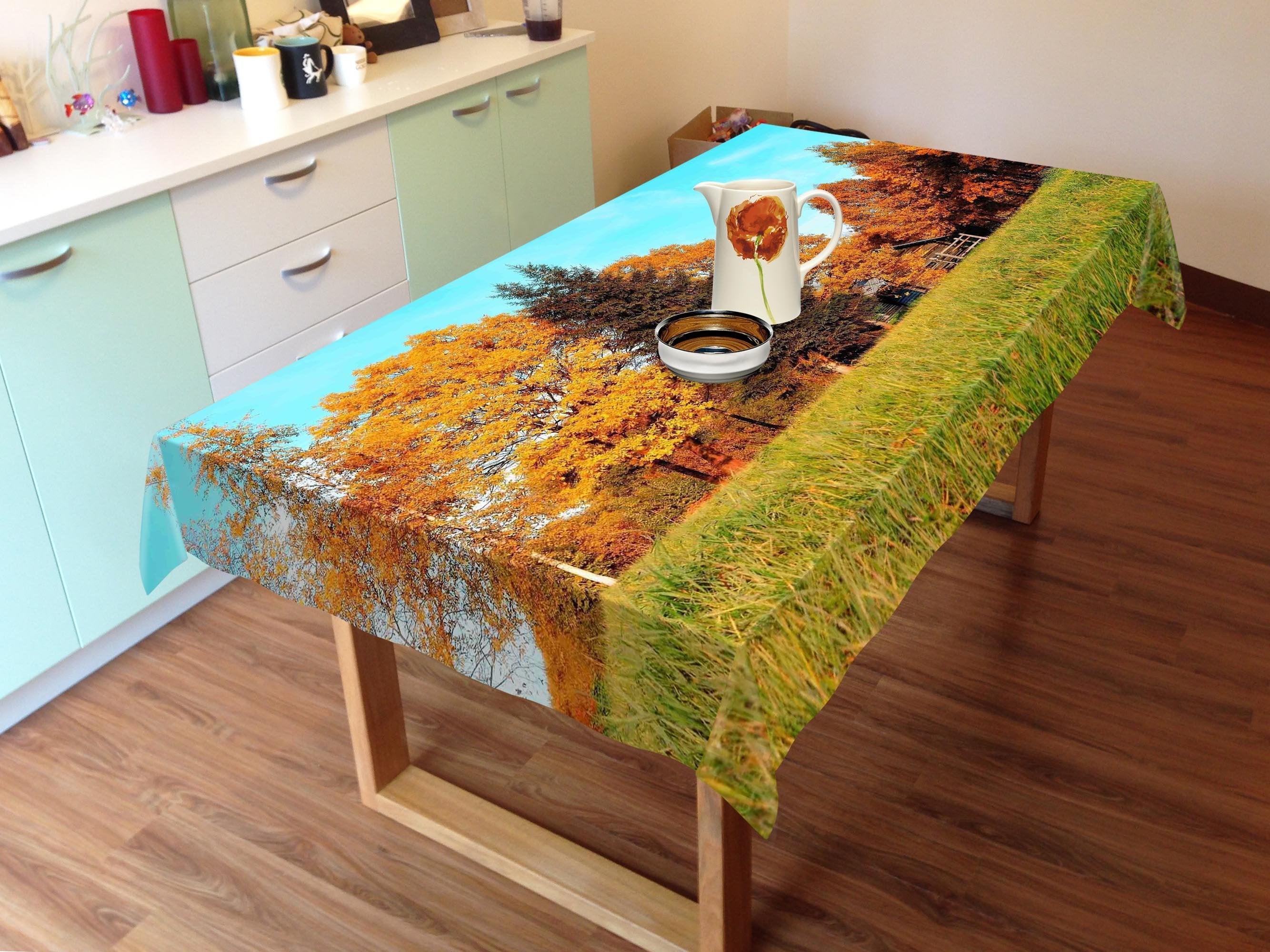 3D Grassland Orange Trees 530 Tablecloths Wallpaper AJ Wallpaper