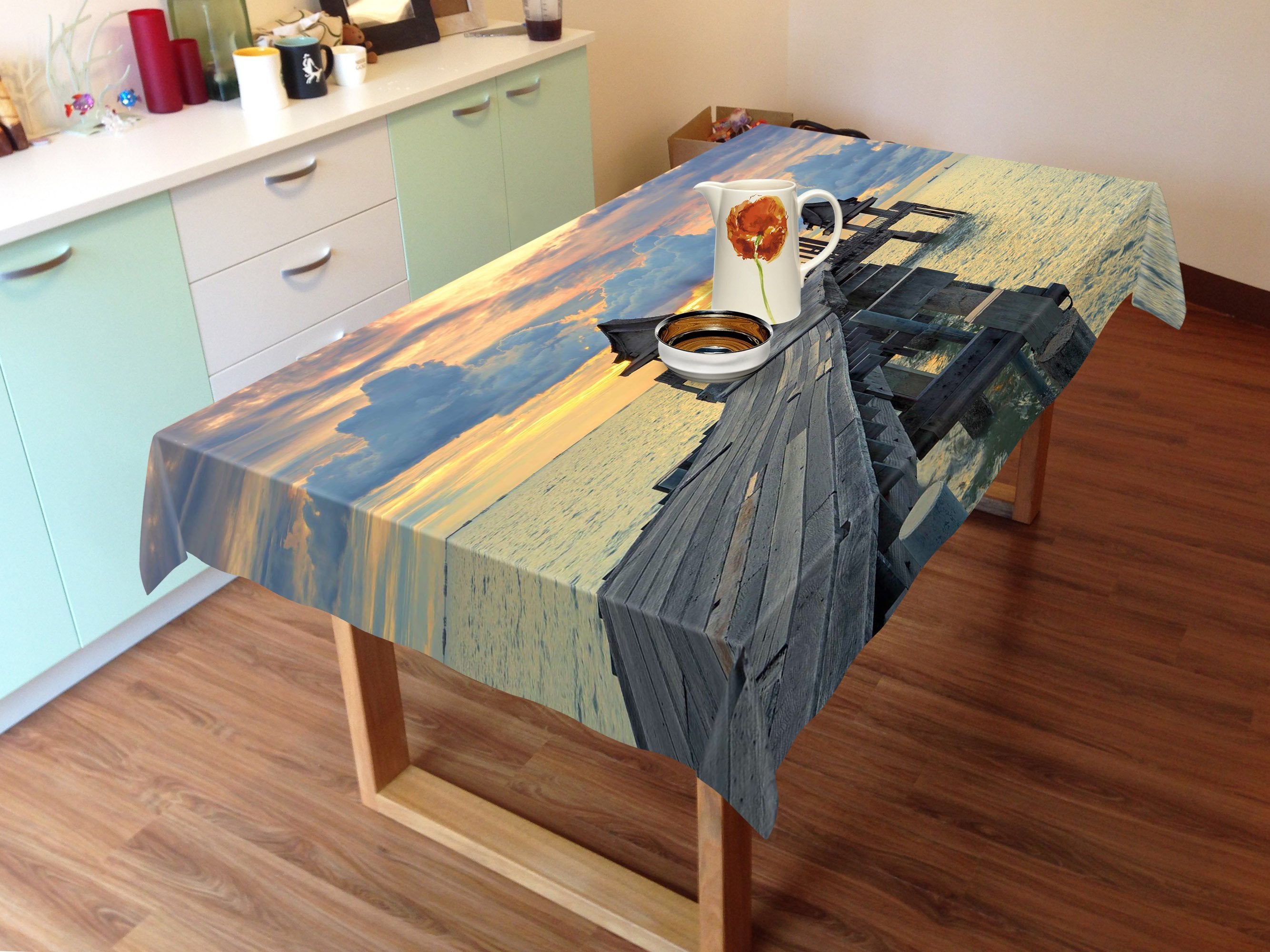 3D Sea Pavilions Corridor 630 Tablecloths Wallpaper AJ Wallpaper