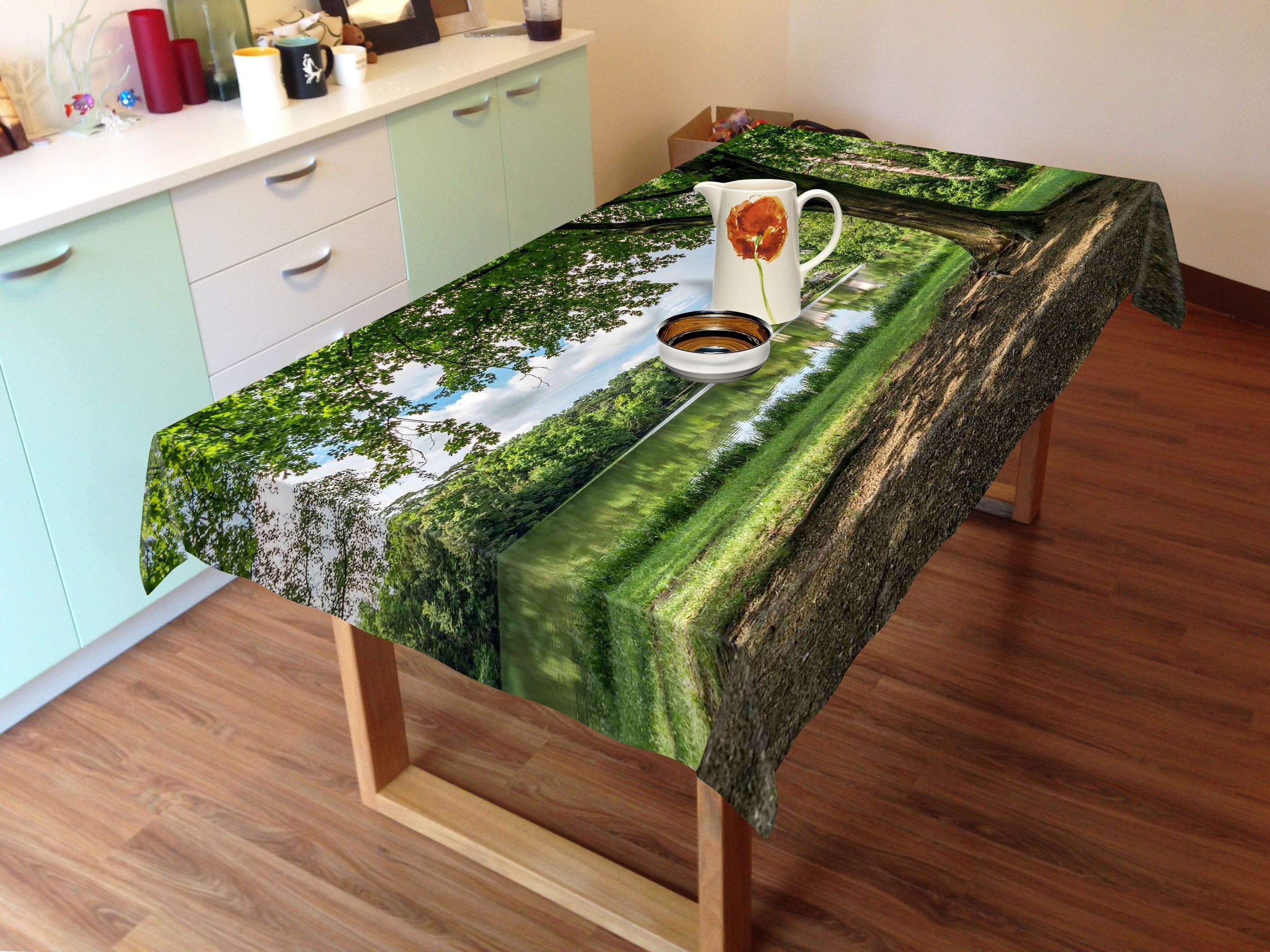 3D Lakeside Lush Tree 631 Tablecloths Wallpaper AJ Wallpaper