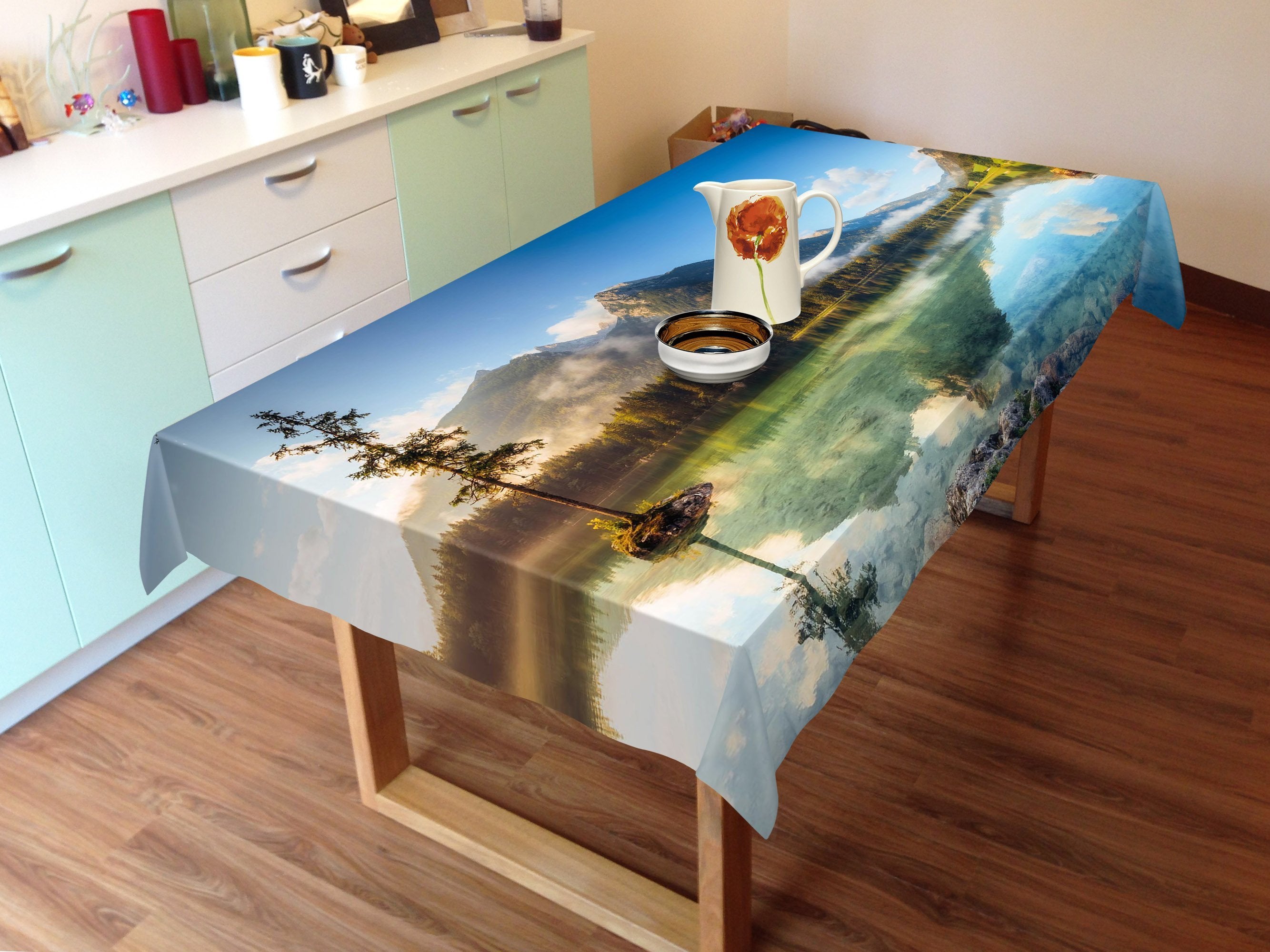 3D Lake Clouds 664 Tablecloths Wallpaper AJ Wallpaper