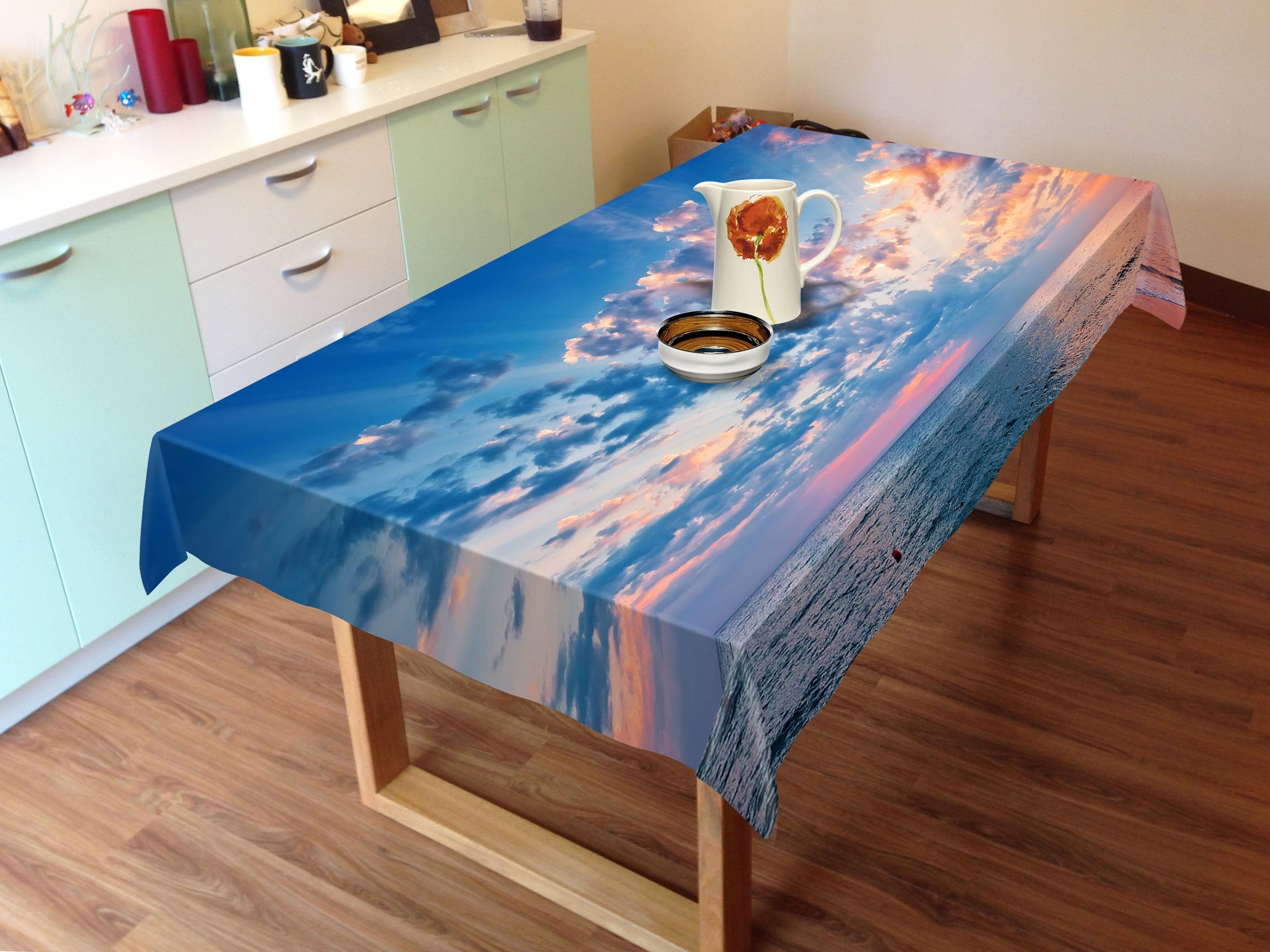 3D Sea Sunset Clouds 483 Tablecloths Wallpaper AJ Wallpaper