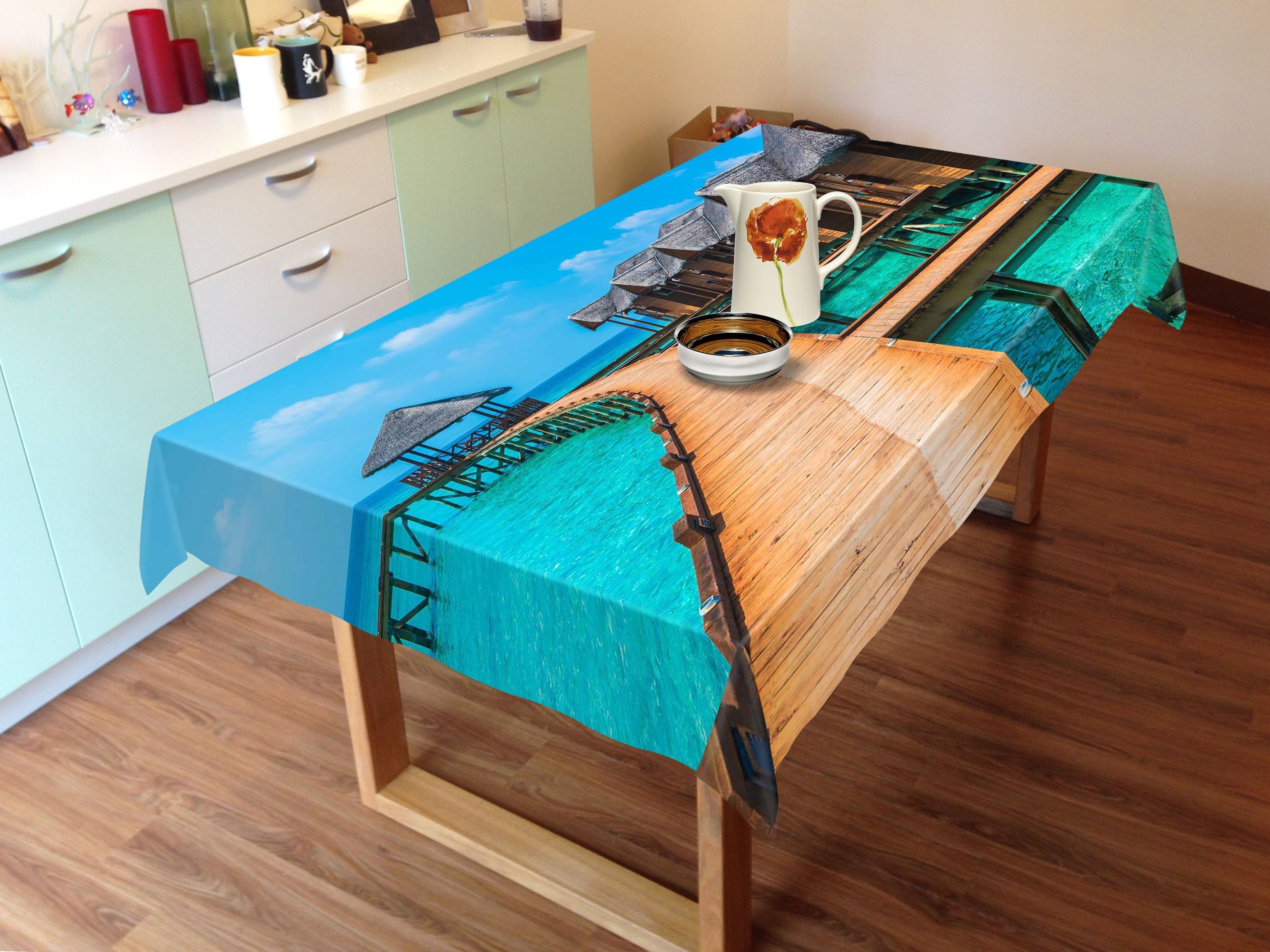3D Sea Pavilions Passage 54 Tablecloths Wallpaper AJ Wallpaper