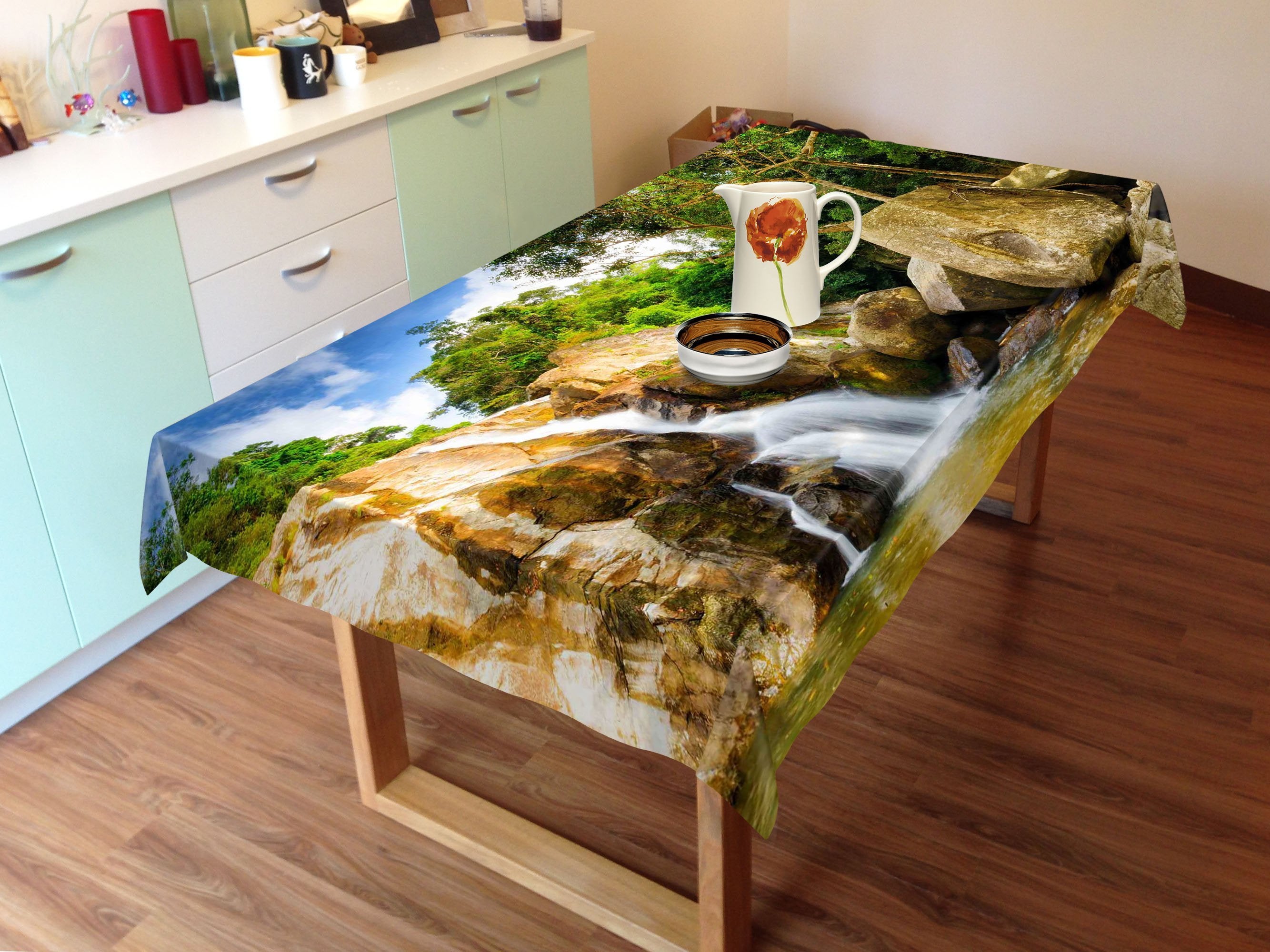 3D Forest River Rocks 88 Tablecloths Wallpaper AJ Wallpaper