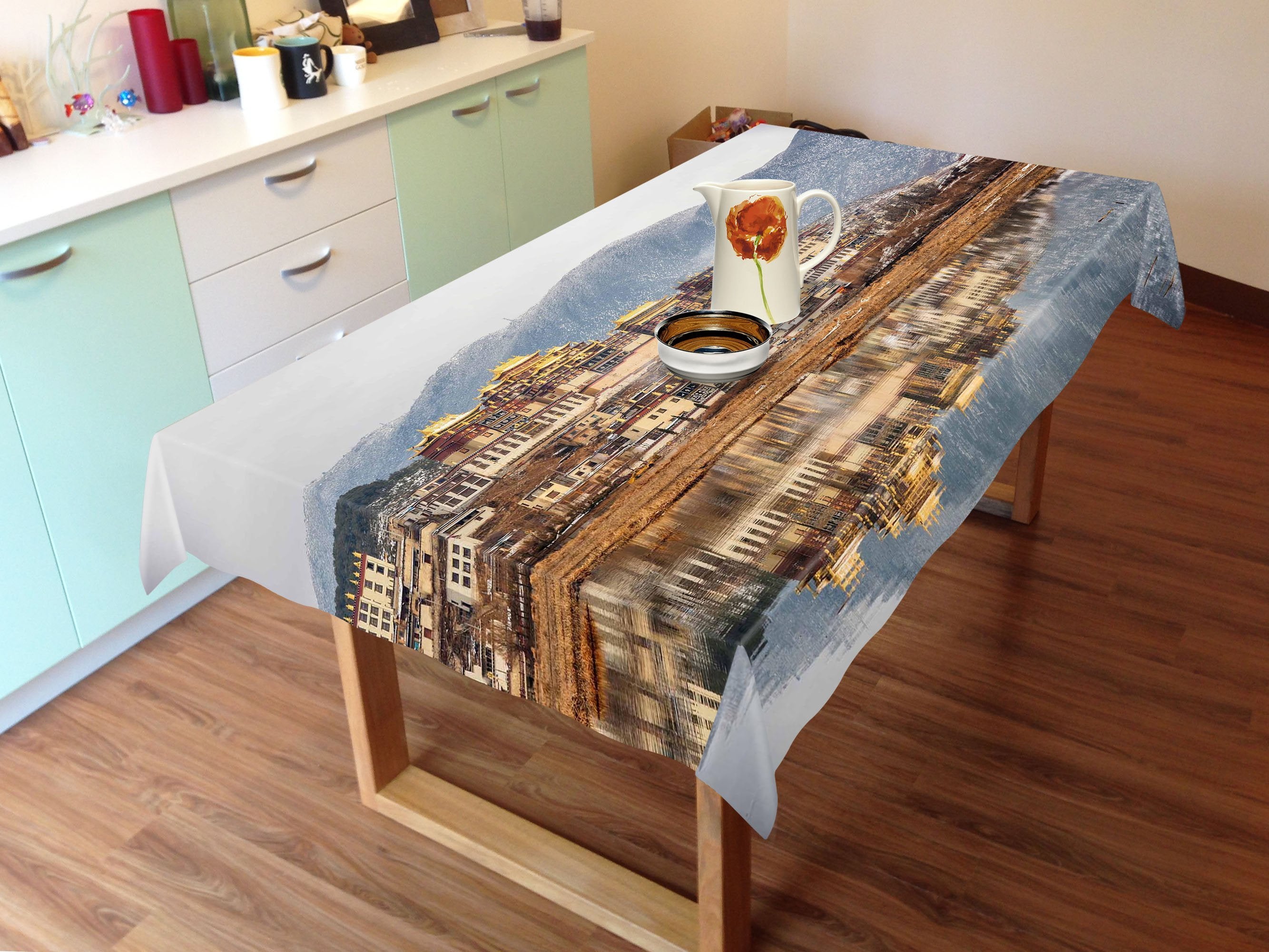 3D Snowing Town 666 Tablecloths Wallpaper AJ Wallpaper