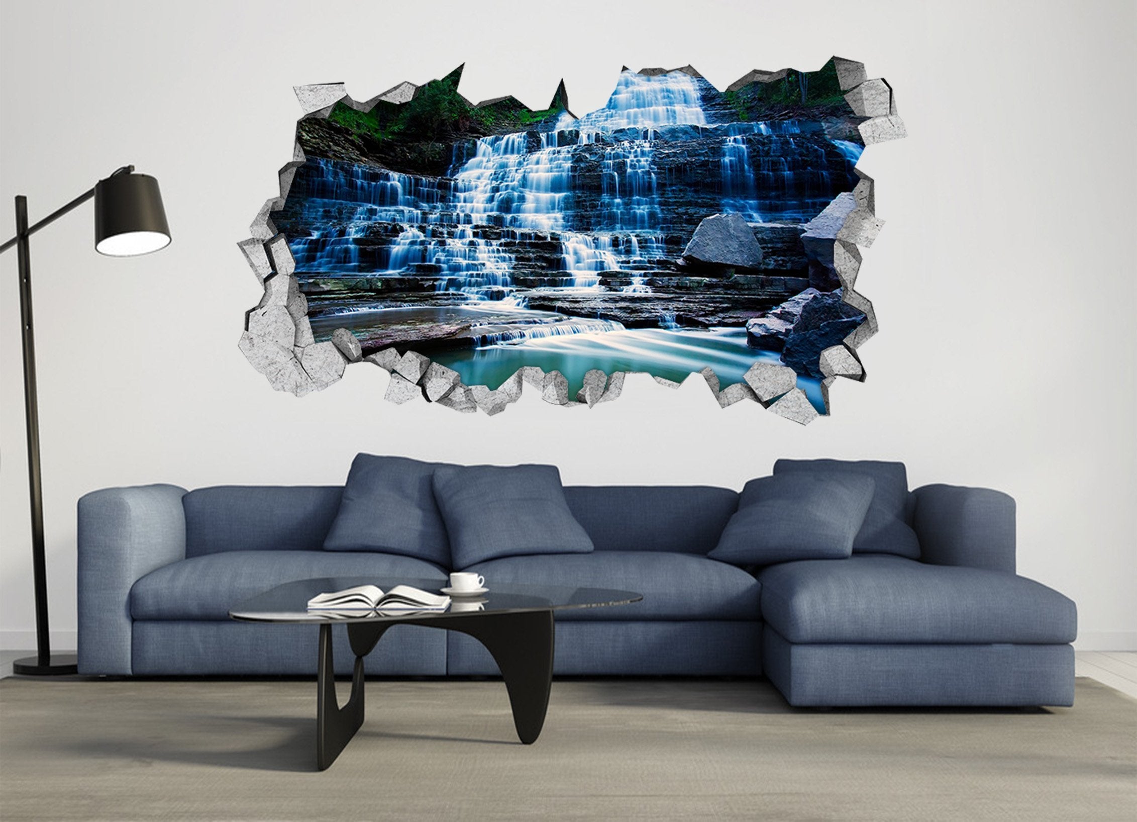 3D Rock Formation Waterfall 165 Broken Wall Murals Wallpaper AJ Wallpaper