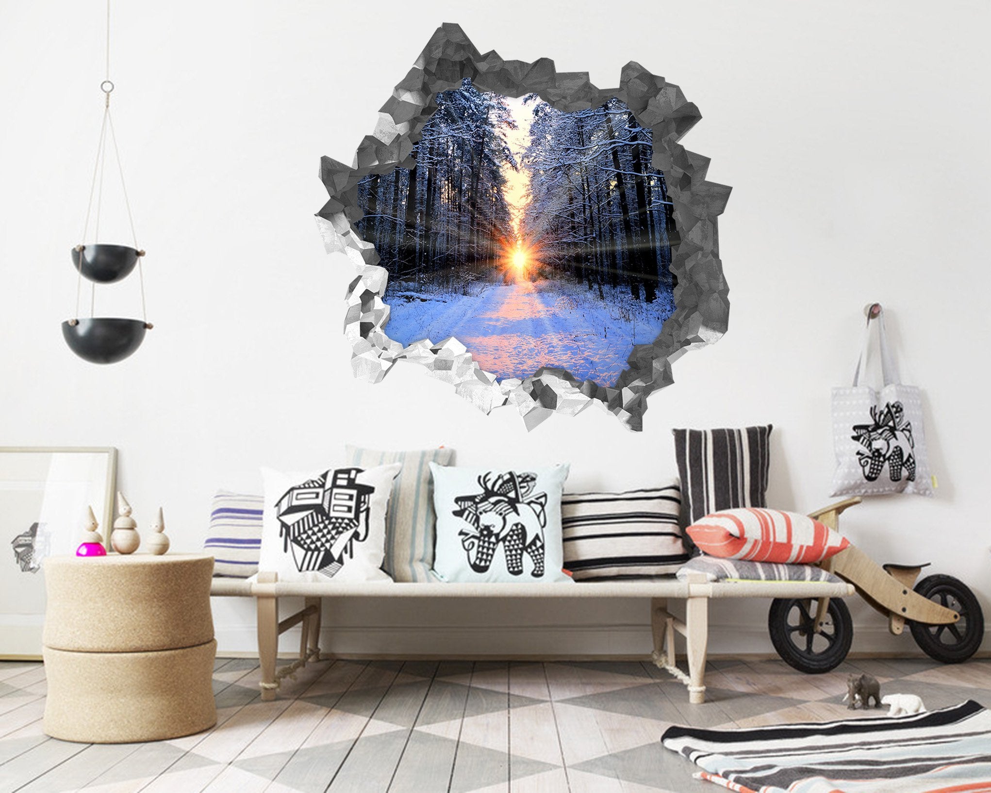 3D Snow Forest Bright Sunshine 193 Broken Wall Murals Wallpaper AJ Wallpaper