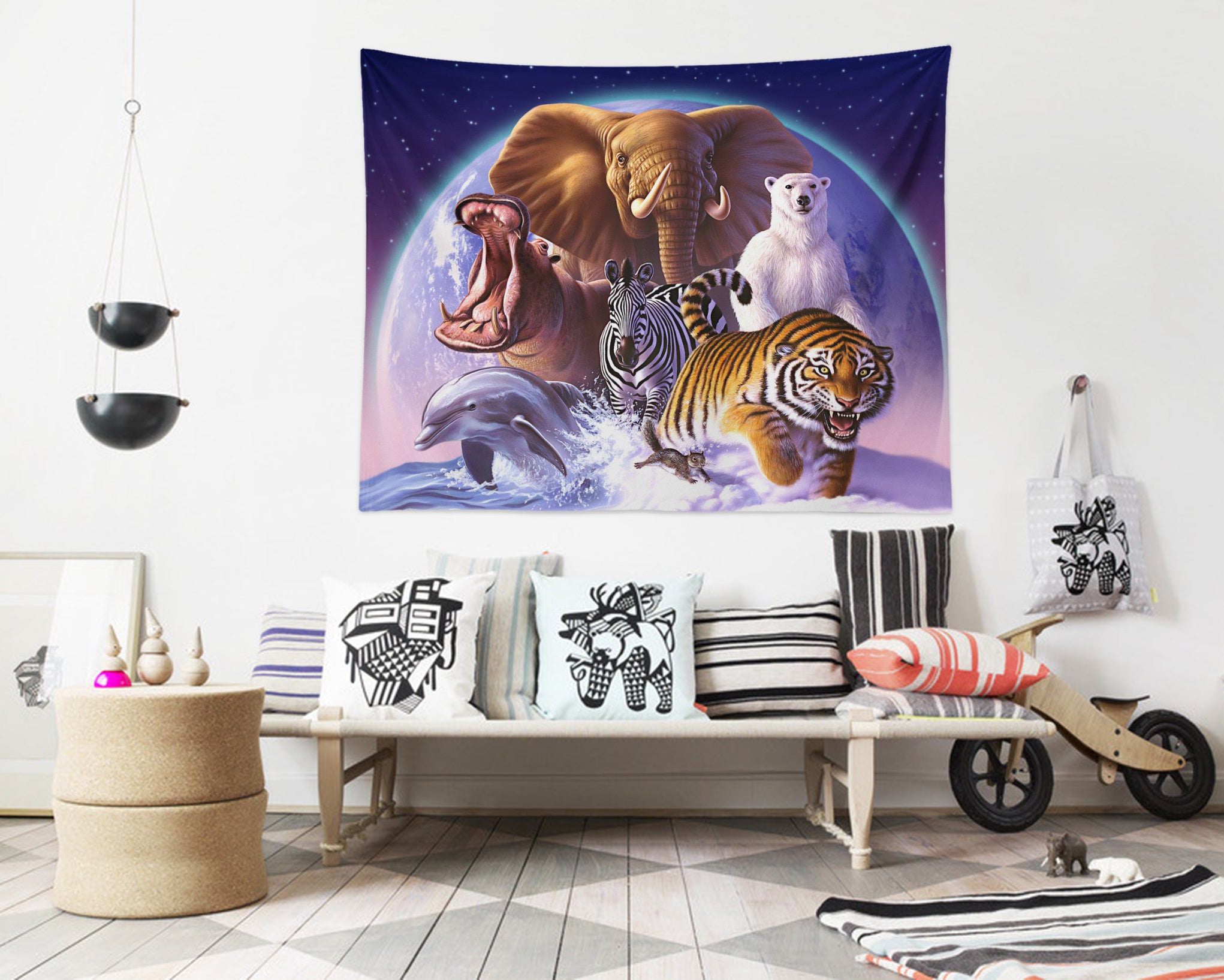3D Tiger Bear Dolphin Elephant 111139 Jerry LoFaro Tapestry Hanging Cloth Hang
